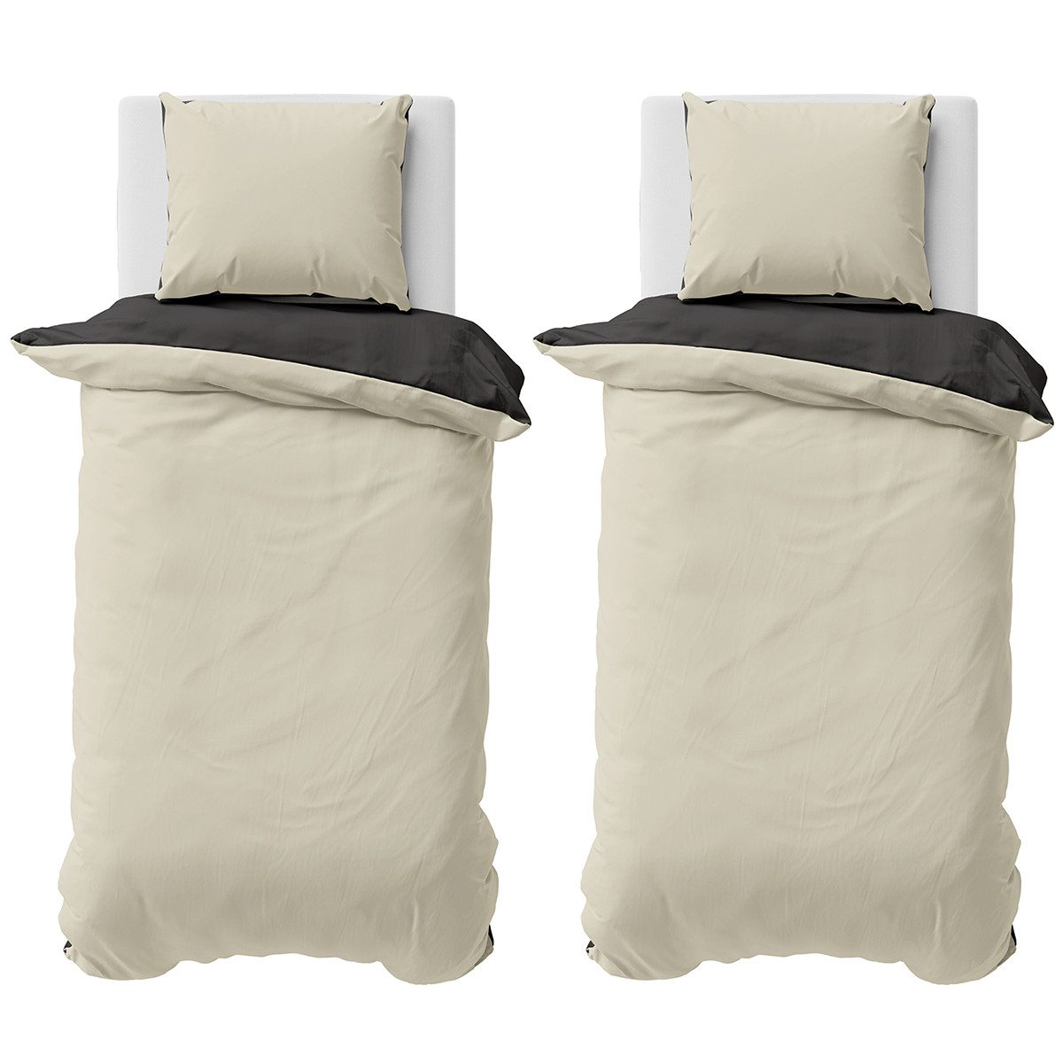 Visaggio Bettwäsche Baumwolle Feinbiber Winter Bettbezug 135x200, 155x220, Feinbiber, 4 teilig, Feinbiber Winterbettwäsche mit Wendeseite, Unifarben