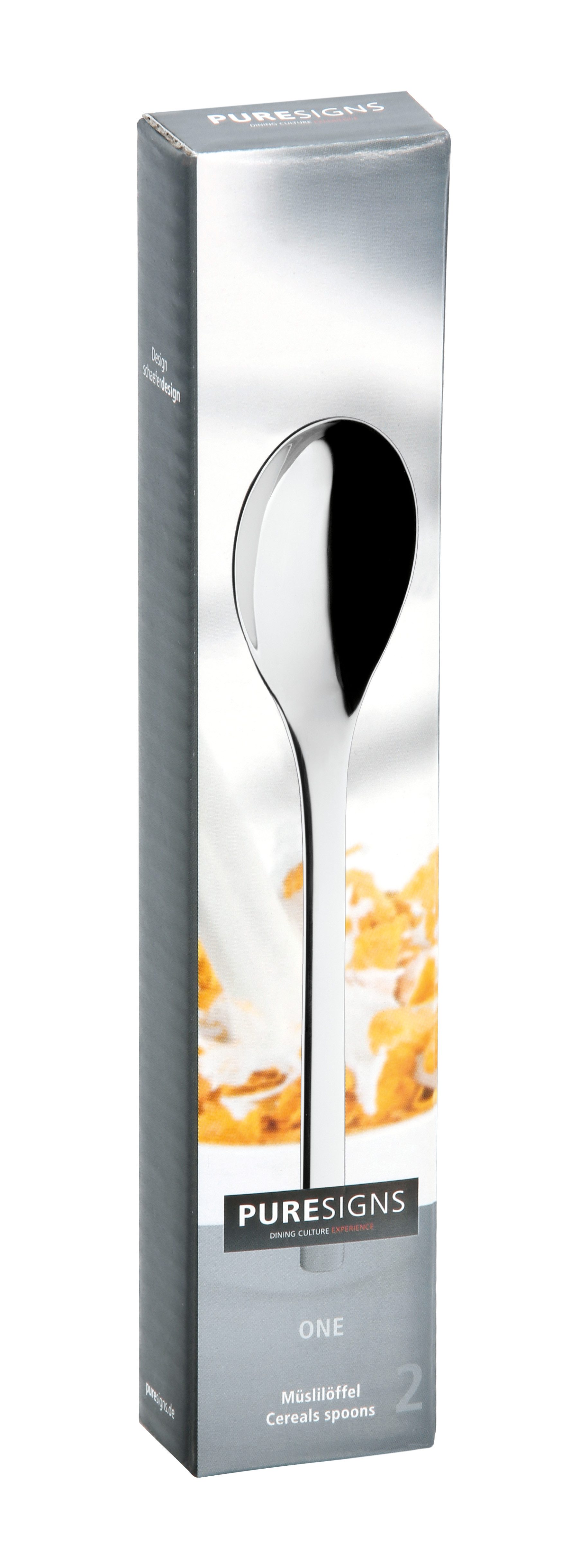 PURESIGNS Bestecklöffel Müslilöffel ONE Extra (2 Stück), Perfekte Größe für's Müsli