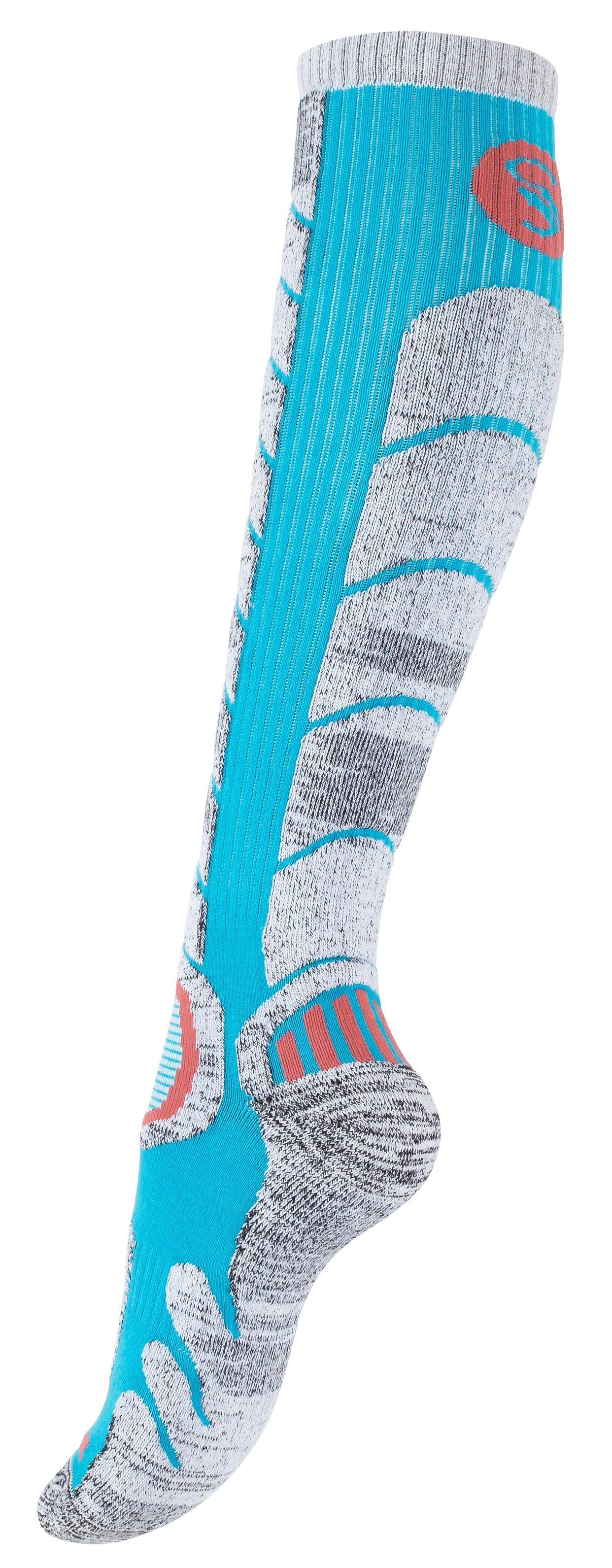 mit Snowboard Paar Ski Stark Socken Soul® & Paar 2 Pink/Türkis 2 Spezialpolsterung, Skisocken