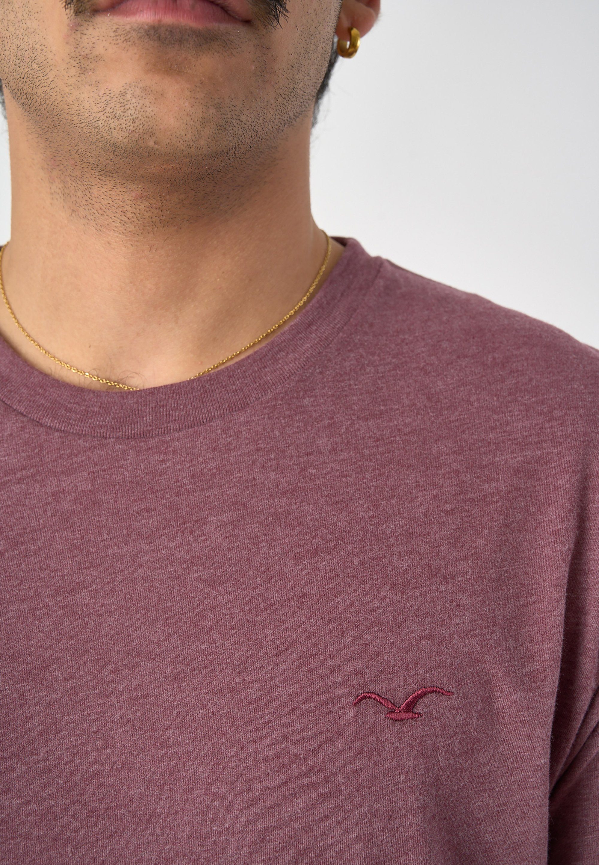 dunkelblau (1-tlg) Regular Cleptomanicx mit Logo-Stickerei kleiner T-Shirt Ligull