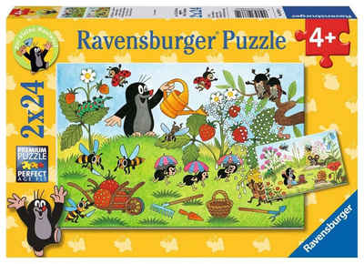 Ravensburger Puzzle Kinderpuzzle Maulwurf im Garten 2 x 24 Teile, 2 Puzzleteile