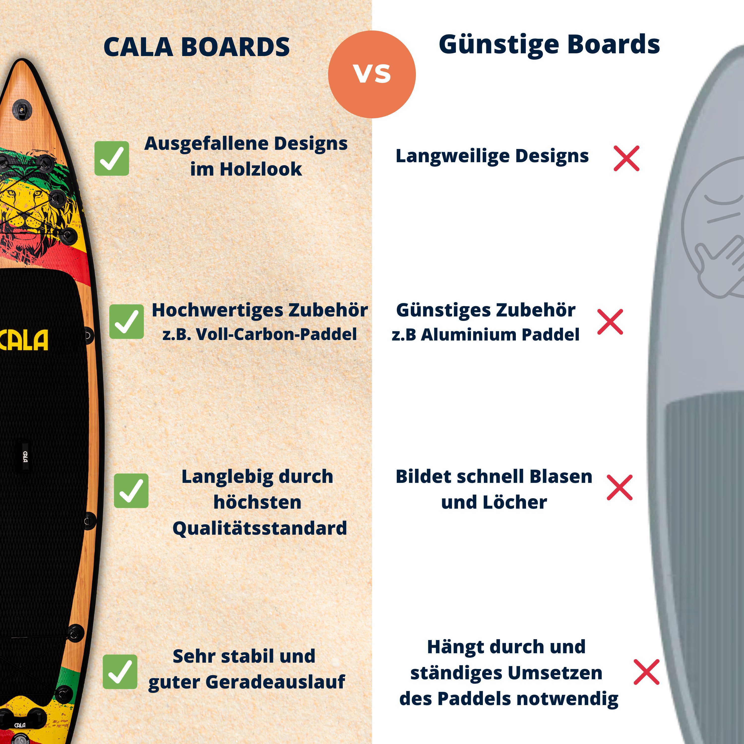 CALA SUP-Board IKATERE, robustes SUP- Board aufblasbar, (Komplett-Set, SUP BOARD inkl. Board Bag, Pumpe, Vollcarbon-Paddeh, Leash, Finnen), 2 Gepäcknetze, D-Ringe für einen Kajakistz, Komplett-Set