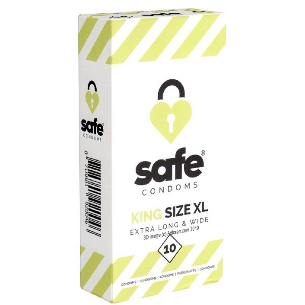 Safe XXL-Kondome KING Size XL (Extra Long & Wide) Packung mit, 10 St., Kondome für den großen Penis, große Kondome für ein sicheres Gefühl