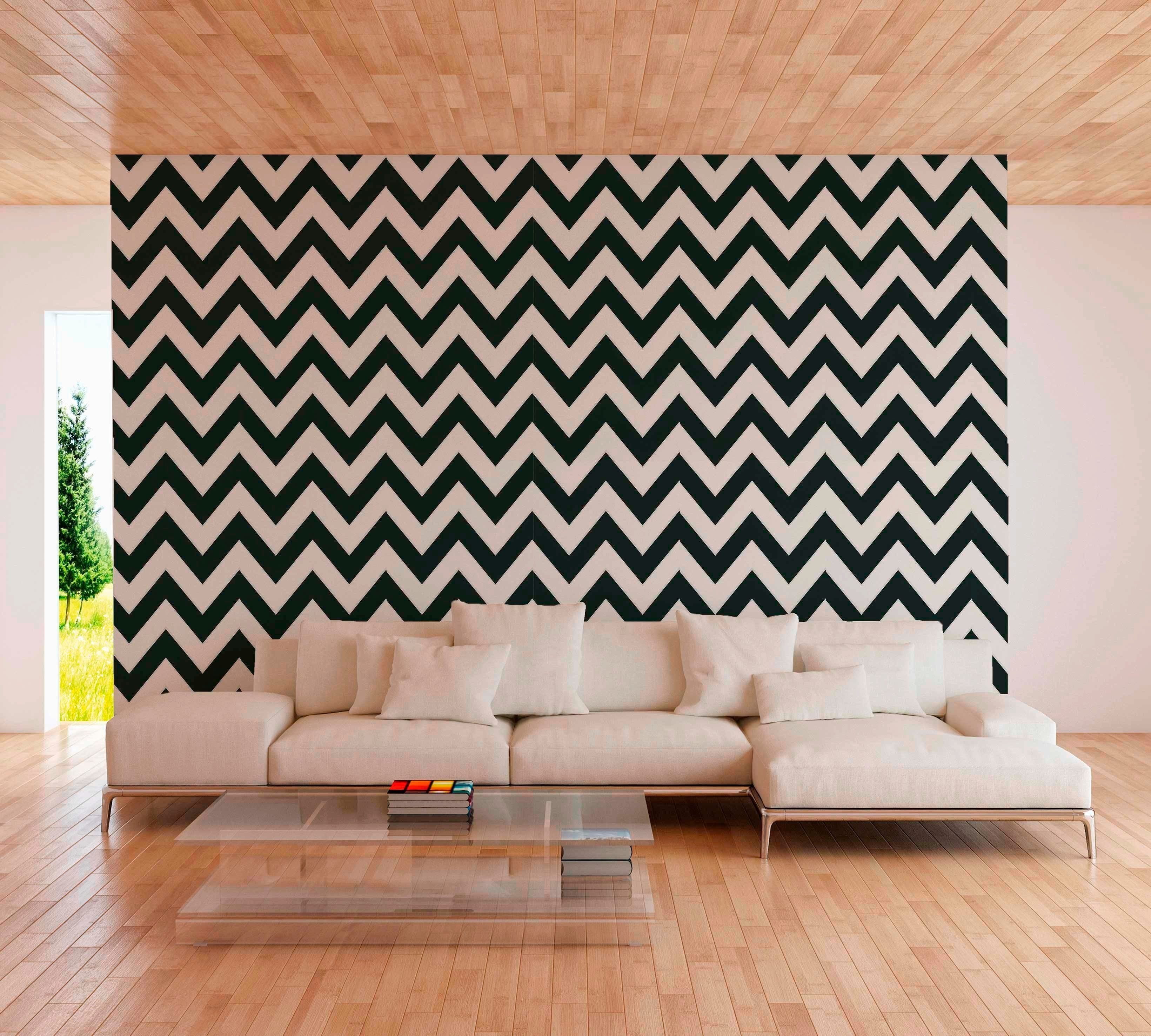 Geometrisch schwarz/weiß Black living Modern grafisch, geometrisch, White, & Vliestapete walls Tapete