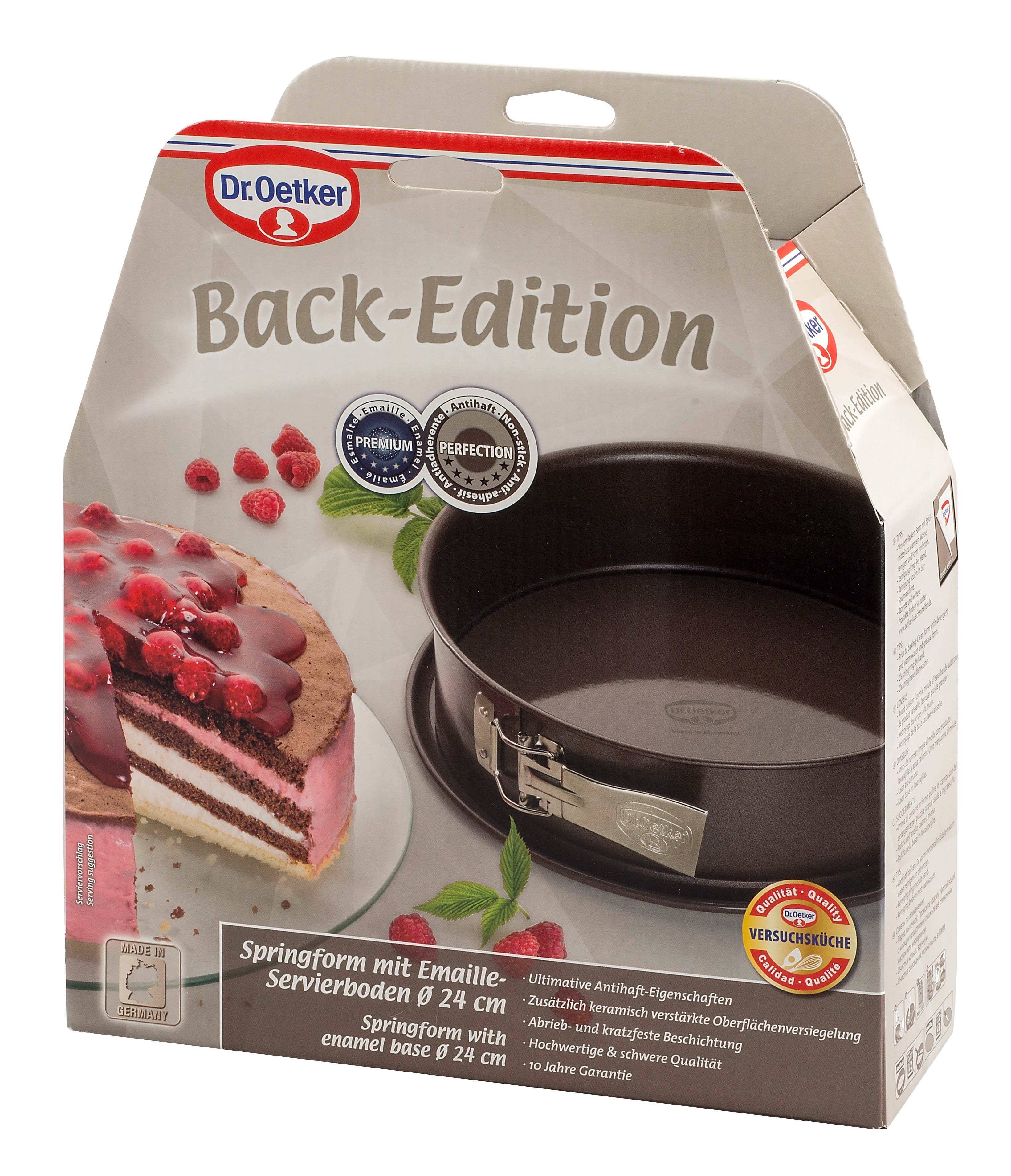 Dr. Oetker Küchenhelfer Springform Back-Edition, mit Emaille-Servierboden, Antihaft-Beschichtung, schnitt-& kratzfest, hitzebeständig bis 230°C
