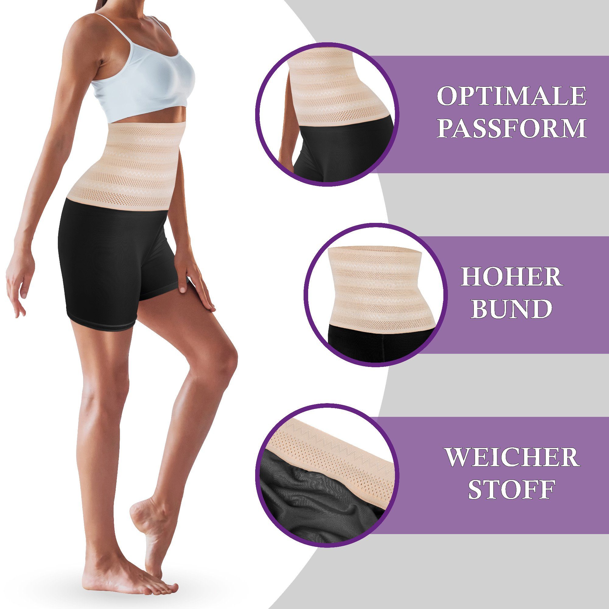 hemmy Fashion Miederslip Figurformender Mieder - Langbein Highwaist Miederpants Bauchweg Effekt, Shapewear Bodypants Hohe Taille