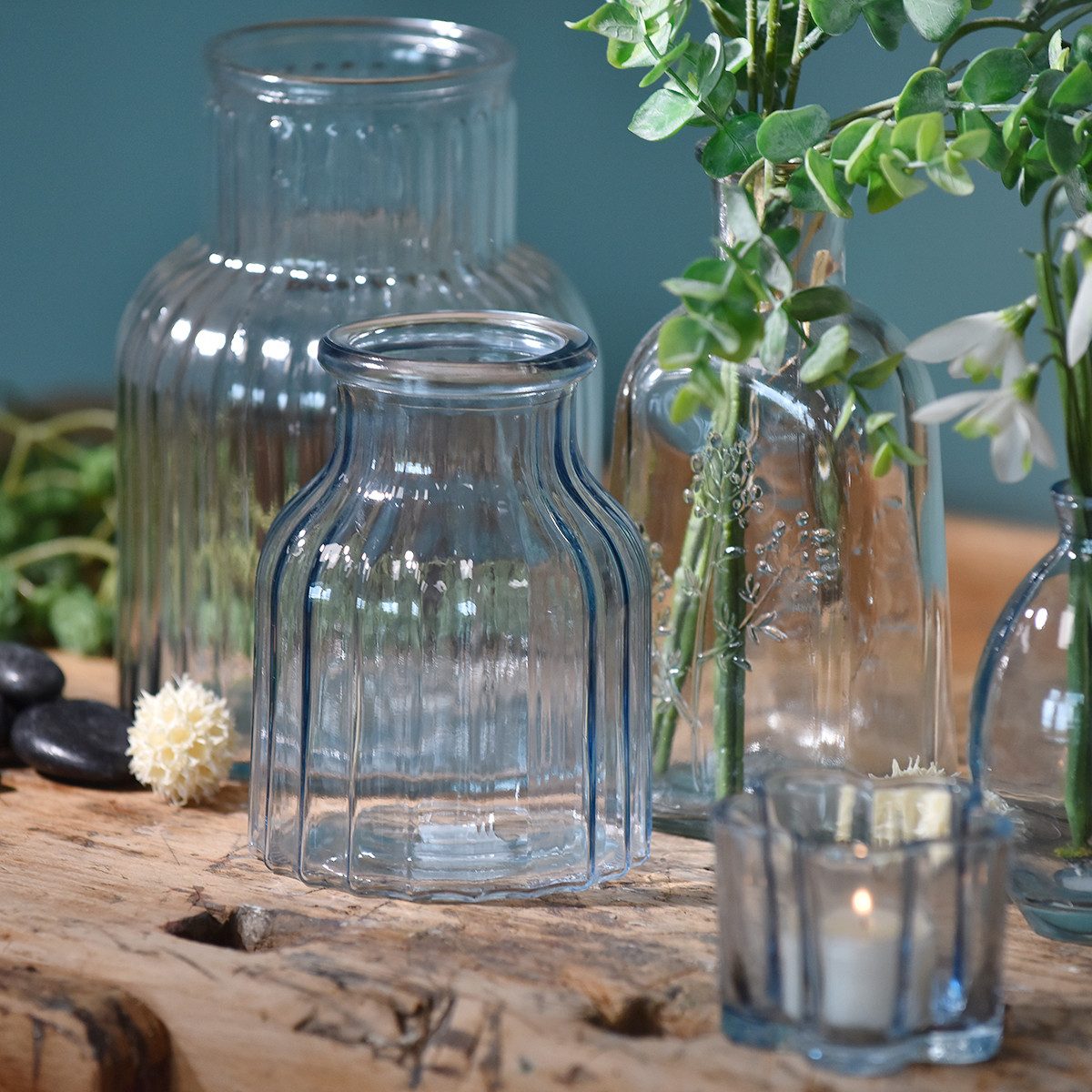 Viana Tischvase Blumenvase Glas Rillen Design günstig online kaufen