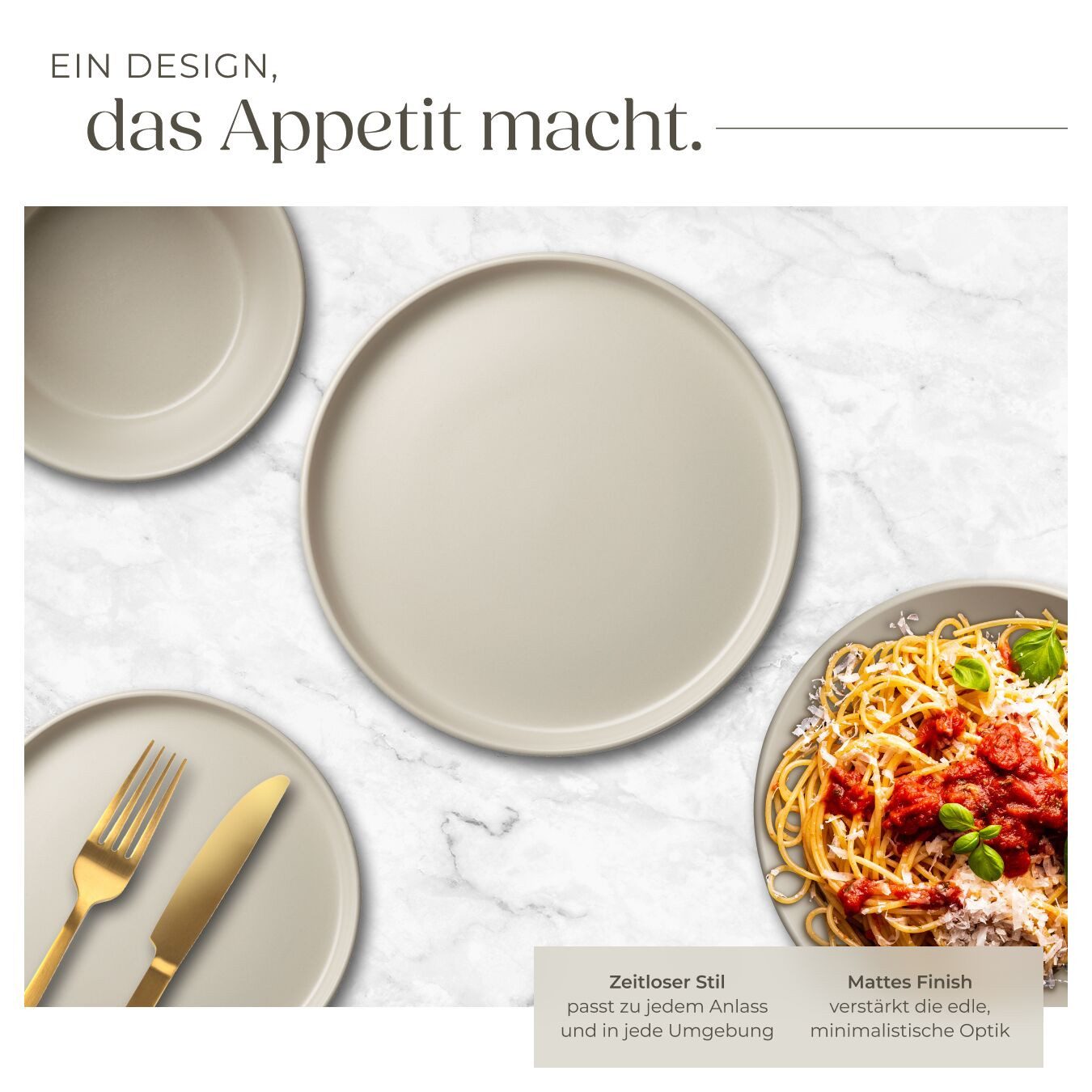tectake Geschirr-Set Tafelservice aus Steingut für 6 Personen, ineinander stapelbar (24-tlg), 6 Personen, Steingut, im Urban-Style, mit Glasur, spülmaschinen- u – Bild 3 von 5