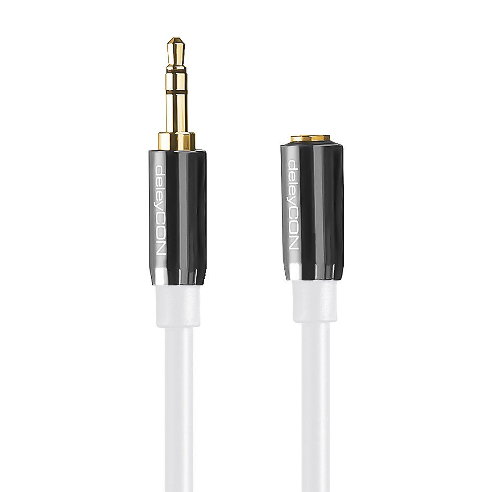 deleyCON deleyCON 3m Klinkenverlängerungskabel weiß 3,5mm Stecker zu Buchse Audio-Kabel – Bild 3 von 5
