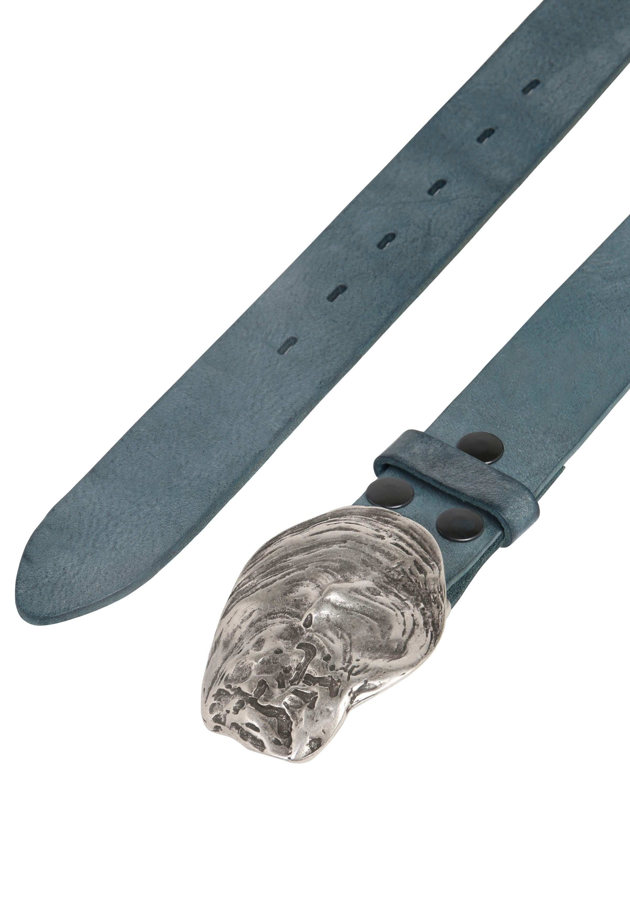 RETTUNGSRING austauschbarer Ledergürtel Schließe »Auster mit showroom Muschel Silber« by 019°
