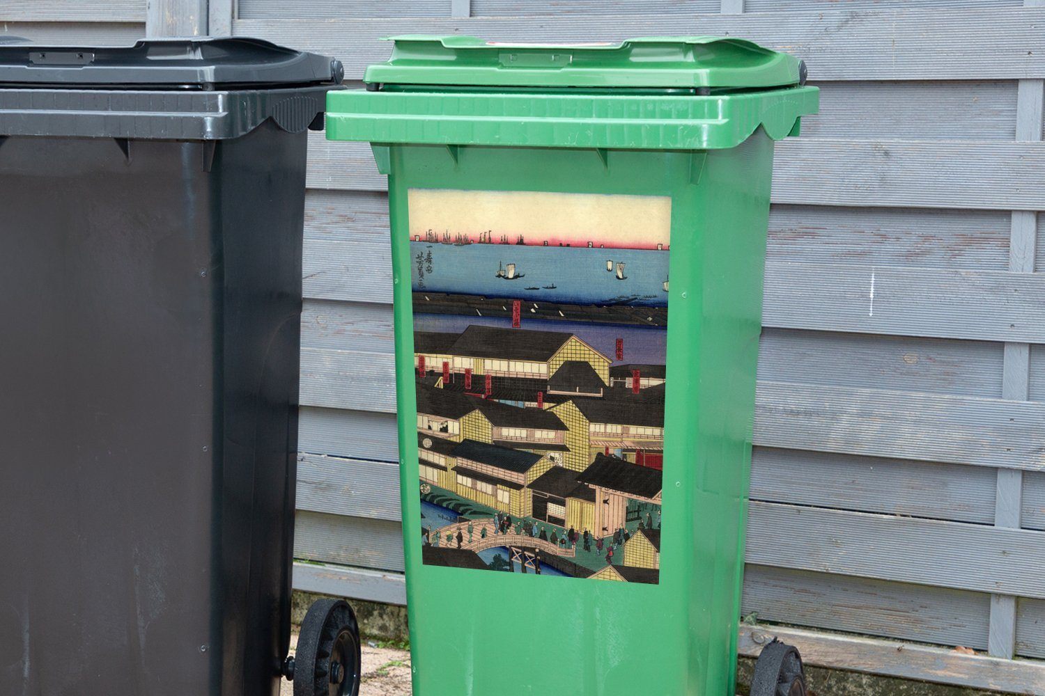 MuchoWow Wandsticker Illustration Mülleimer-aufkleber, Lebens Abfalbehälter Mülltonne, St), Yokohama, des Container, Sticker, in Japan (1