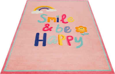 Kinderteppich »Happy me!«, SMART KIDS, rechteckig, Höhe 9 mm, Regenbogen Blume, Konturenschnitt