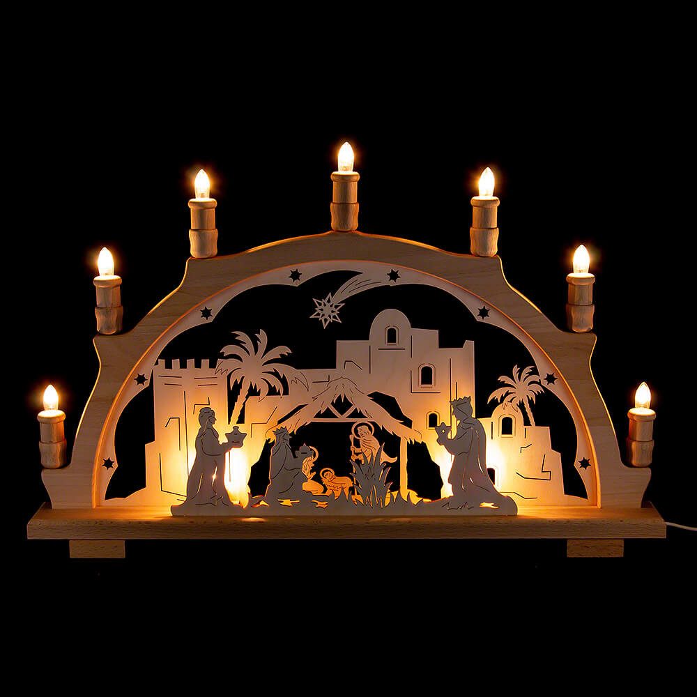 Lenk und Sohn Schwibbogen Schwibbogen Krippe (57x38cm) von Kunstgewerbe Lenk & Sohn
