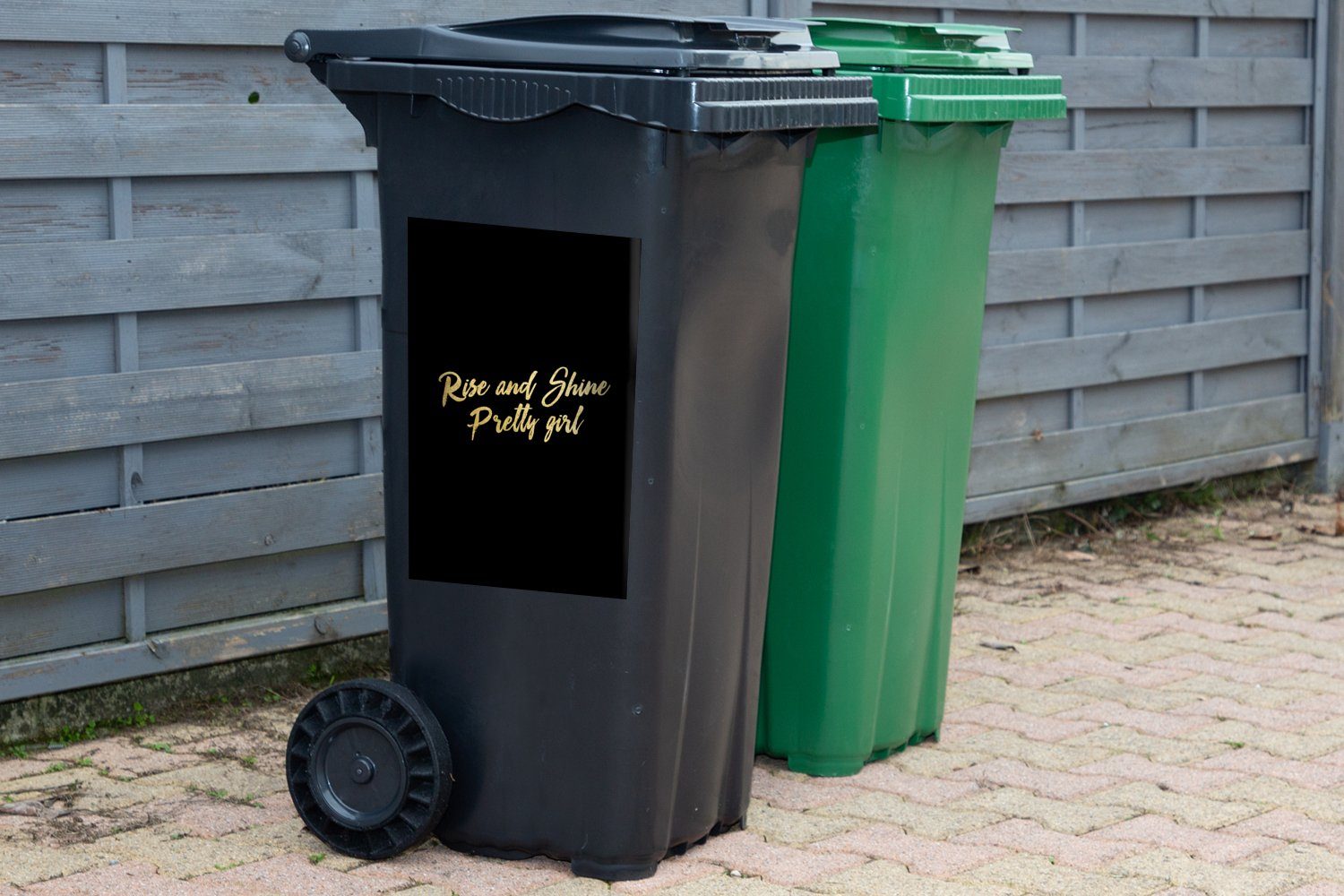 Sticker, Abfalbehälter Selbstvertrauen Mülltonne, (1 - Mülleimer-aufkleber, Container, Wandsticker - Zitate Gold St), MuchoWow
