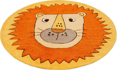 Kinderteppich »Linus«, SMART KIDS, rund, Höhe 9 mm, Löwe Tiermotiv, Konturenschnitt