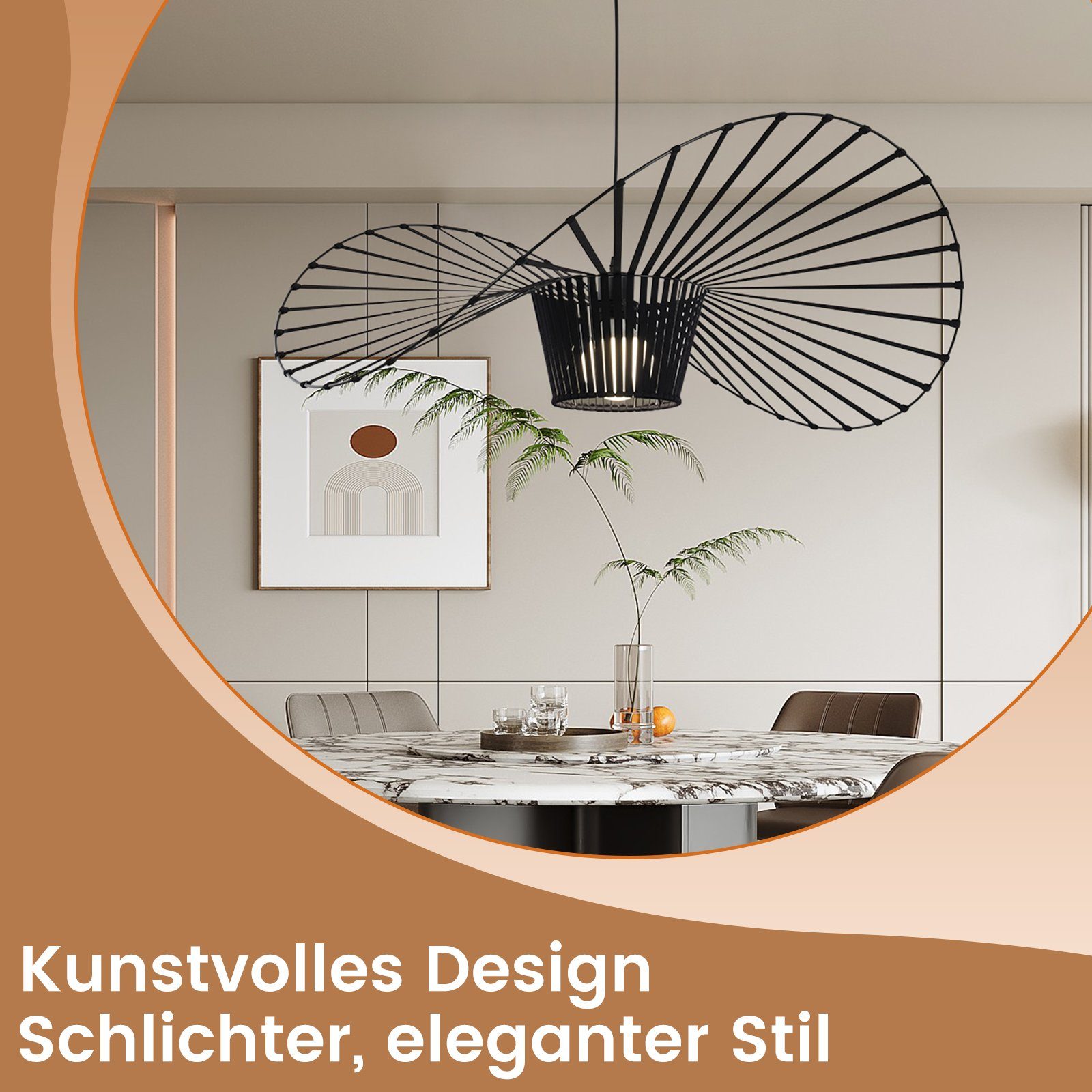 ZMH LED Pendelleuchte Modern - Schwarz E27 für Esszimmer 60/80/100/120/140cm, ohne Leuchtmittel, Max 40W E27 – Bild 2 von 5