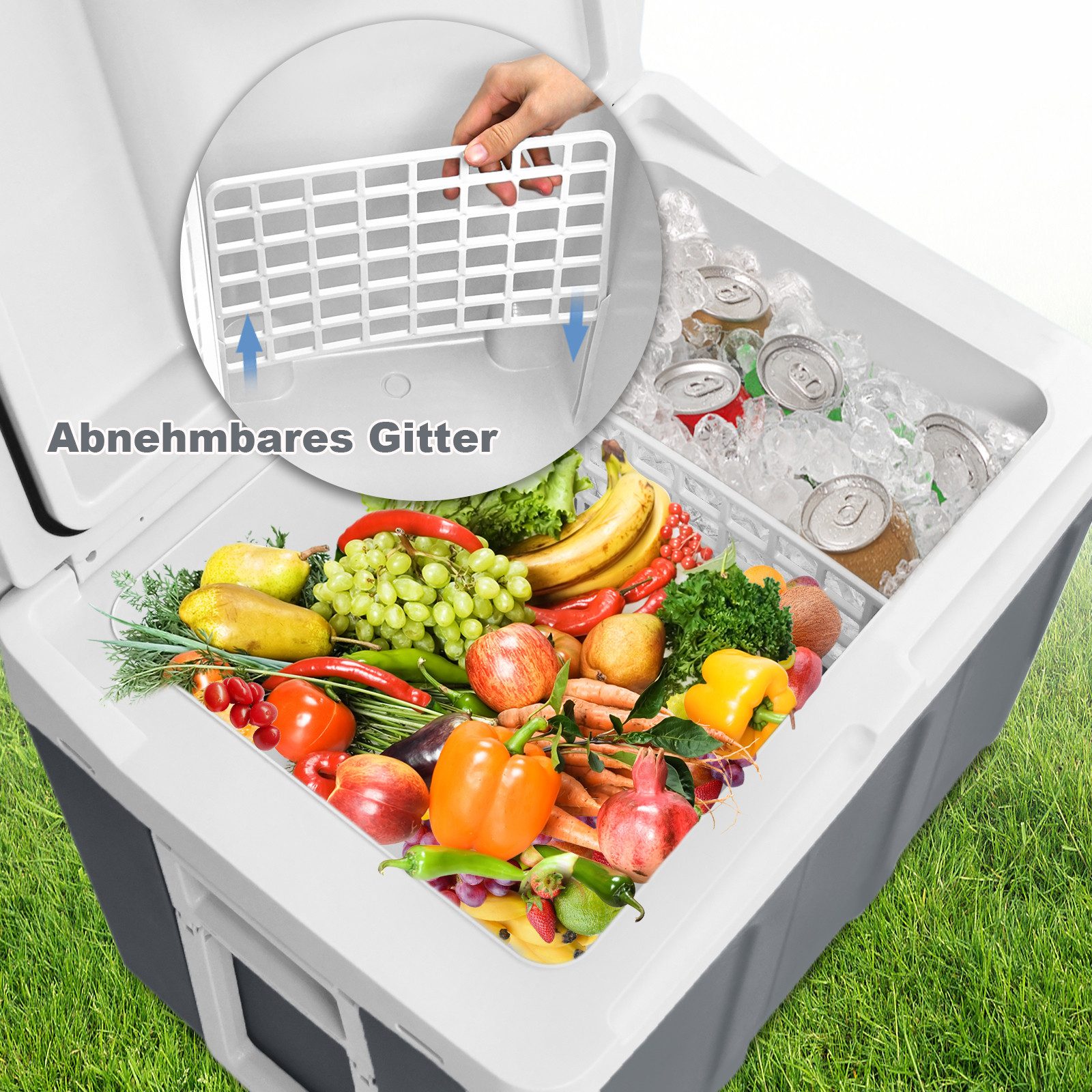 FIVMEN Kühlbox Kompressor Mini-Kühlschrank mit Rollen zum Warmhalten und Kühlen, für Auto, Lkw, Boot, Reisemobil Steckdose, mit ECO Modus 12 V / 230 V