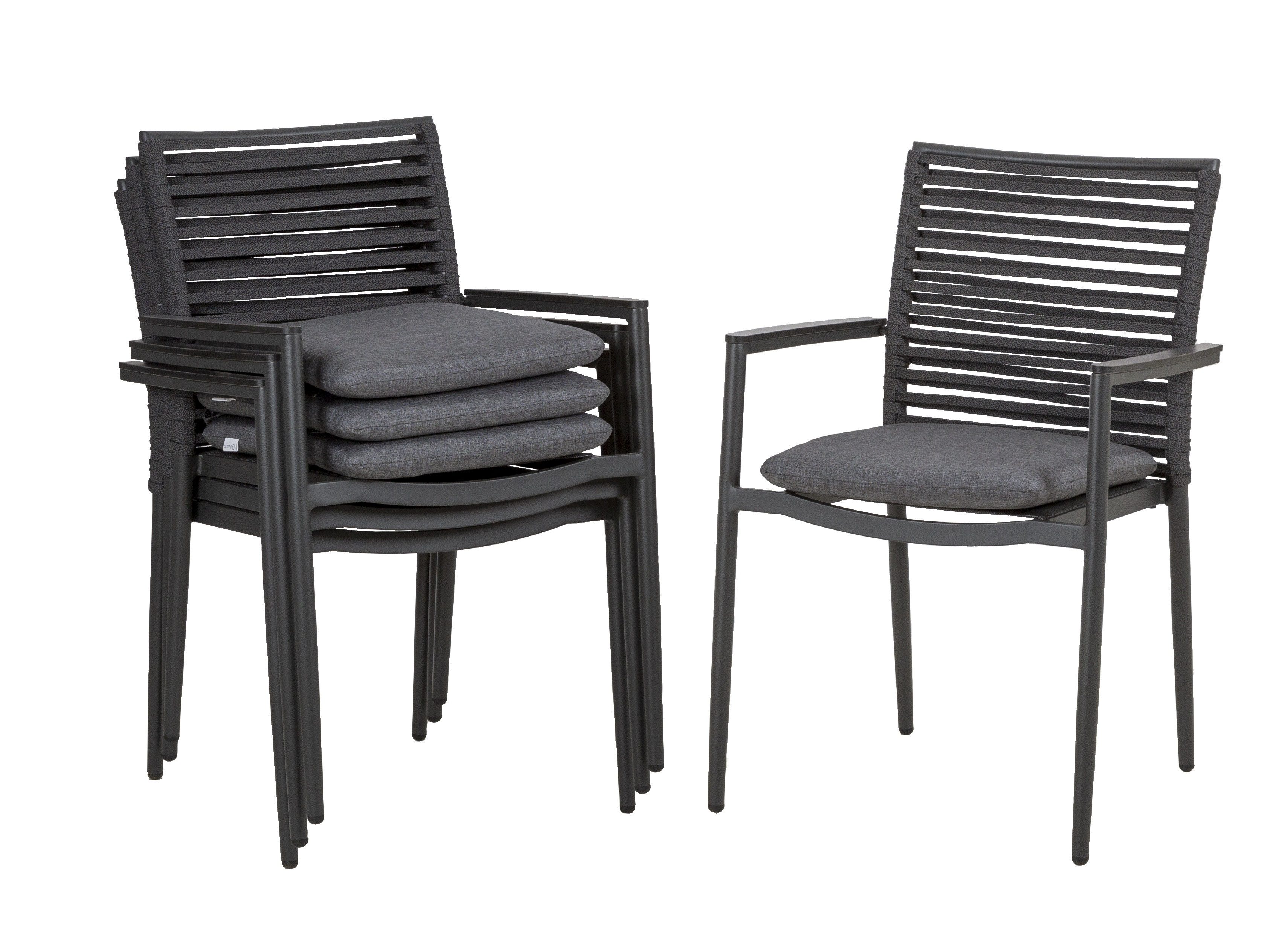 acamp Garten-Essgruppe 5-teiliges Stapelstuhl Set New Jersey inkl. Tisch, (Gartenmöbel Set), stapelbar, Sitzgruppe, Lounge-Set mit klappbaren Gartentisch 120x80 cm