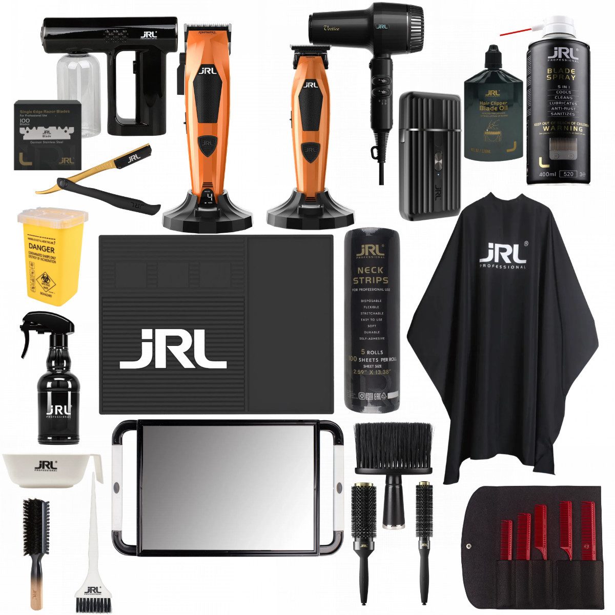 JRL Haarschneider Friseursets, Komplettset bestehend aus Clipper, Trimmer usw., Profi Barber Komplettset, kabellos & leistungsstark