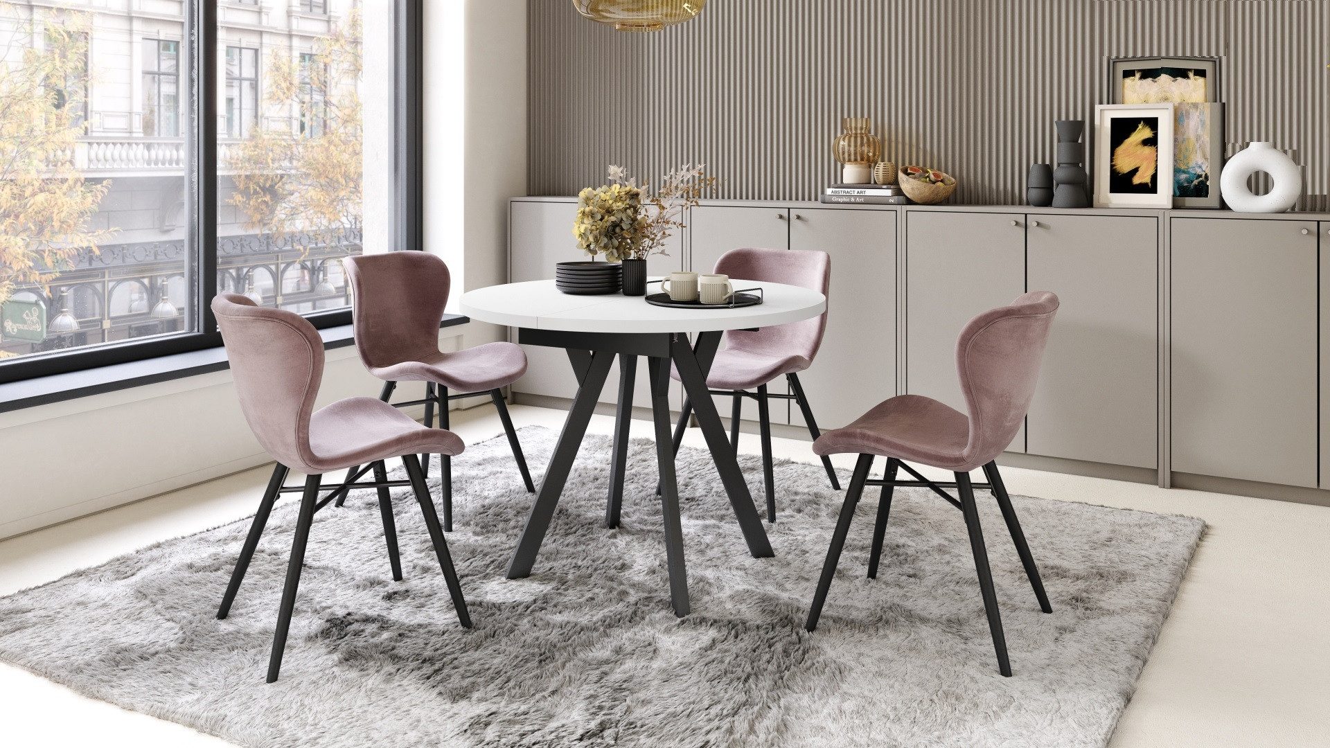 designimpex Esstisch Design Esstisch Aldo ausziehbar 90 cm bis 145 cm rund günstig online kaufen