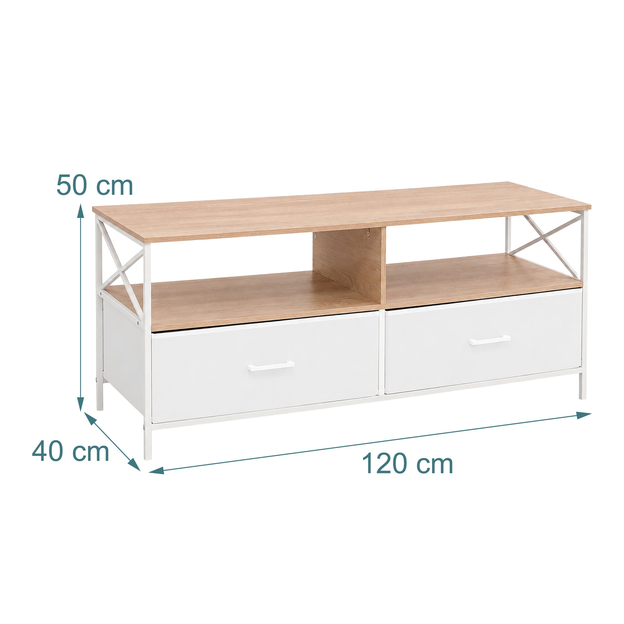 relaxdays Lowboard TV Lowboard mit Stauraum (1 St), Holzoptik-Weiß, 120 cm – Bild 4 von 5