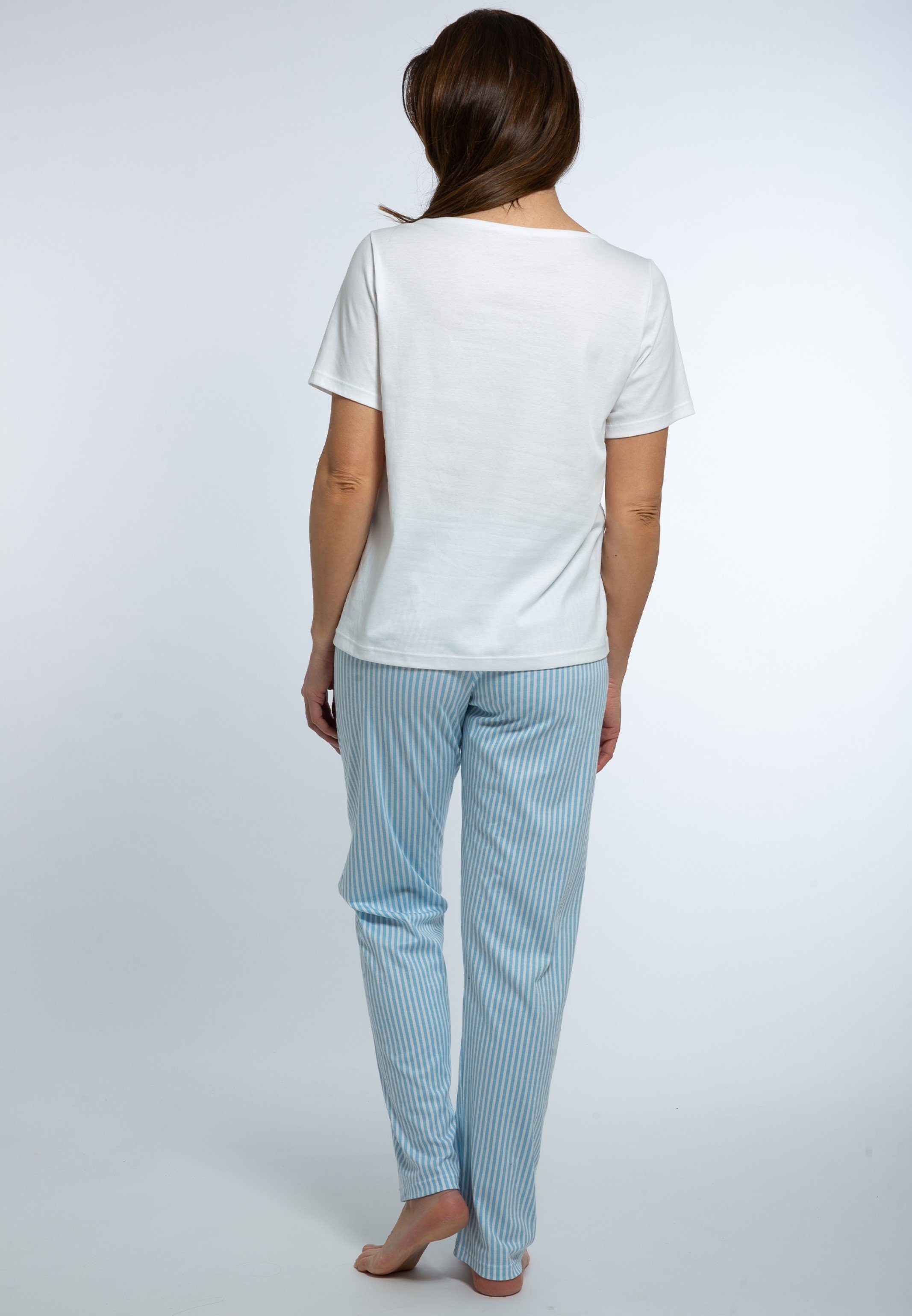 Mey Pyjama Night2Day sitzendes Locker - Schlafanzug Organic Baumwolle (Set, 2 - tlg) T-Shirt Cotton