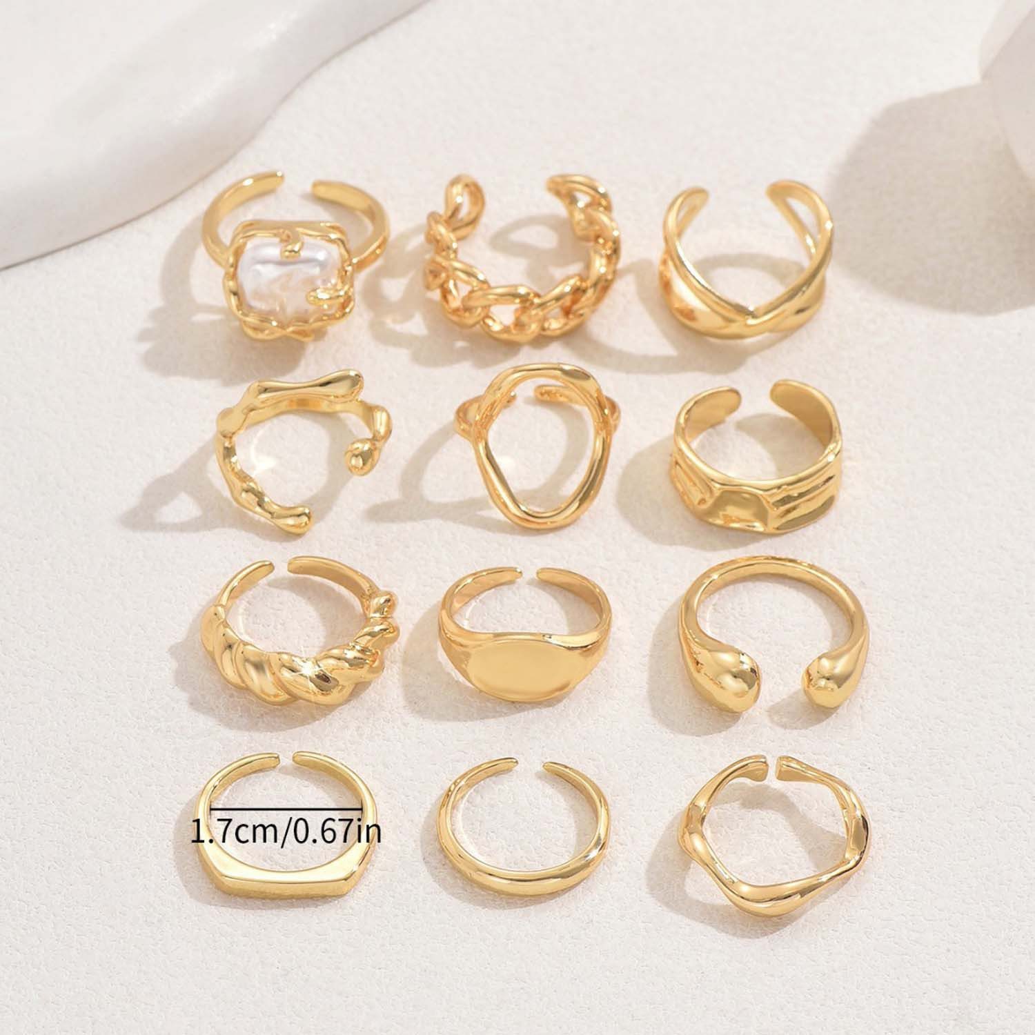 trends for living Ring-Set 12er offenes Ring-Set Einfach Damen mit einzigartigem Design (12-tlg)