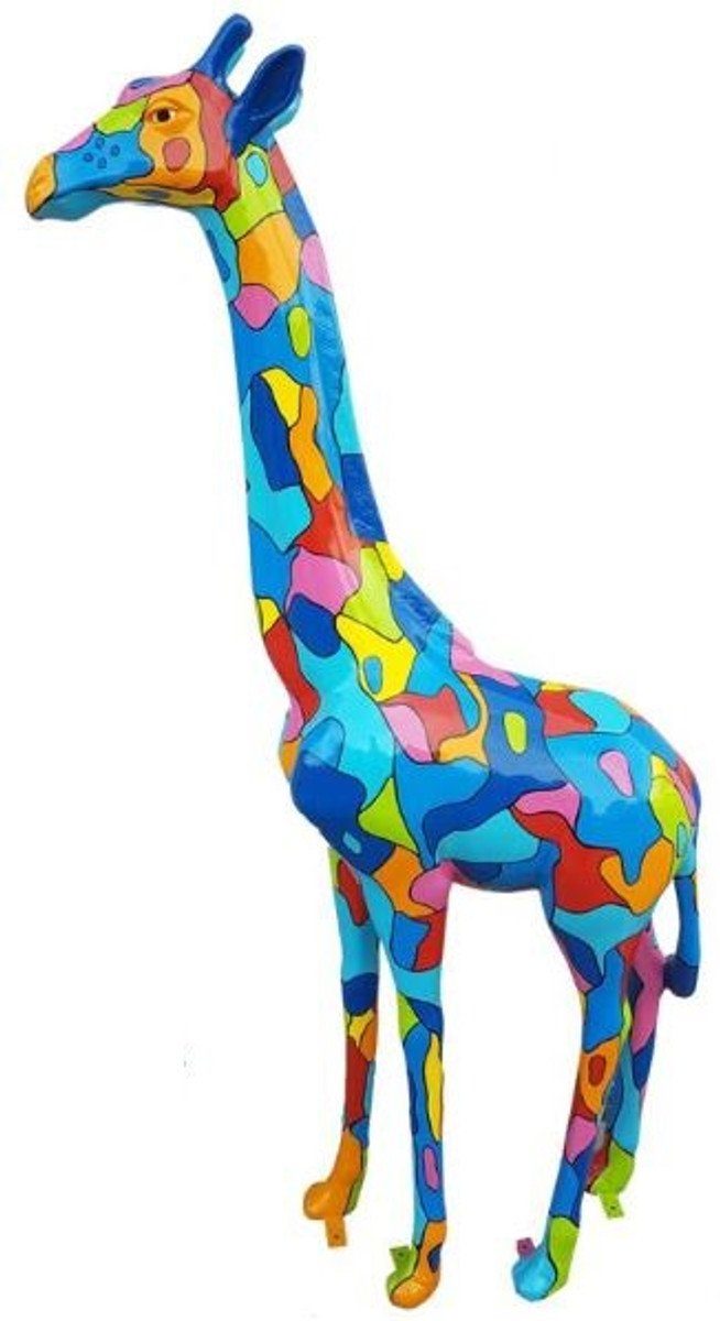 Casa Padrino Skulptur Designer Deko Giraffe Mehrfarbig H. 205 cm - Riesige Dekofigur - Gartendeko Skulptur - Luxus Gartenfigur | Skulpturen