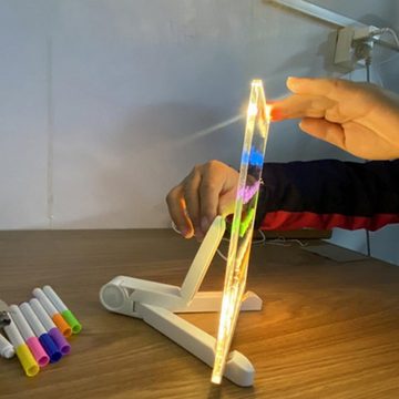 yozhiqu Zaubertafel Acryl Schreibtafel mit 7 farbigen Stiften und Halterung, (1-tlg), Mit LED-Licht, 30x20CM, Schreibtisch-Notizblock, Kunst Kritzeln