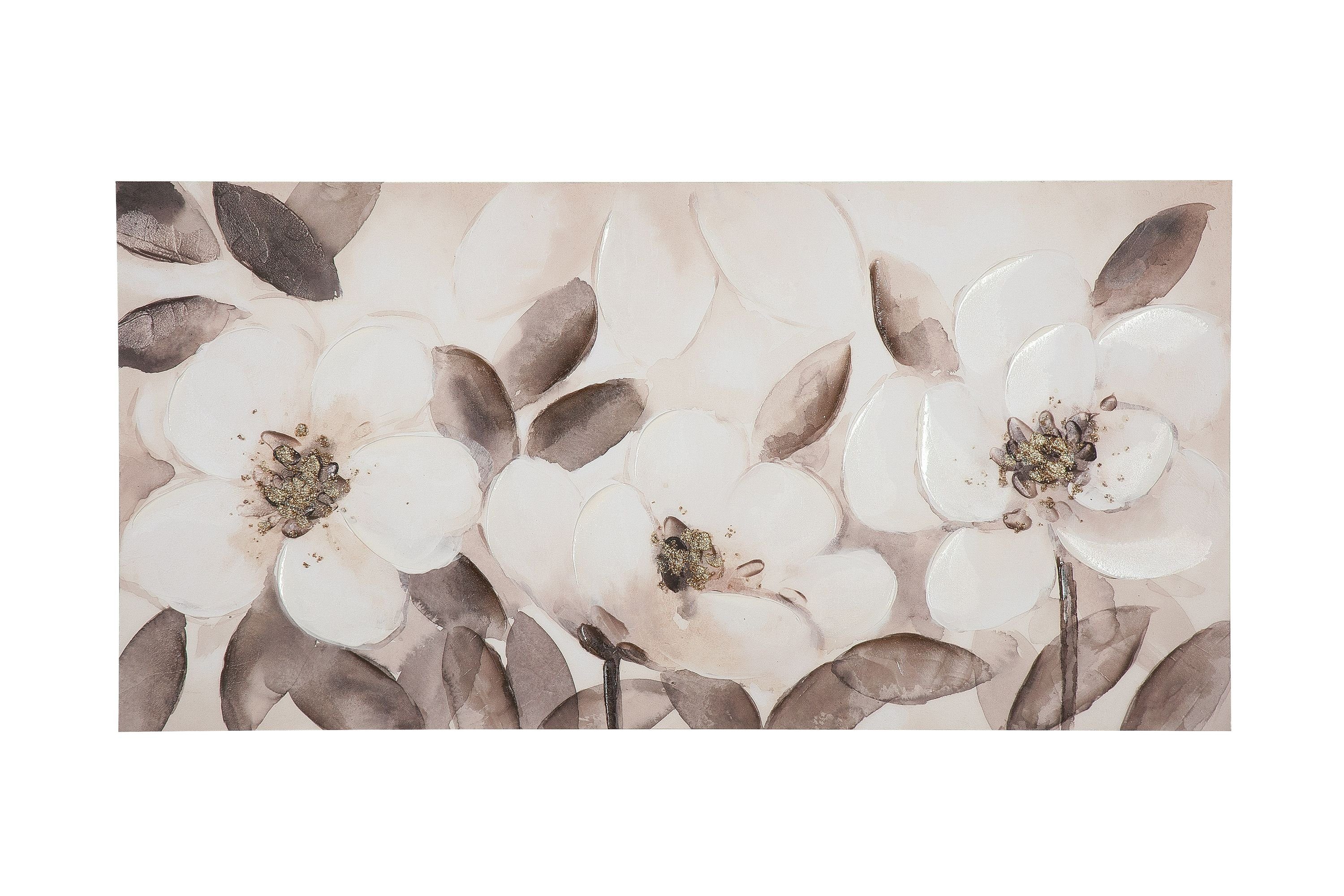 GILDE Bild GILDE Bild Blütentraum - creme-grau - H. 60cm x B. 120cm