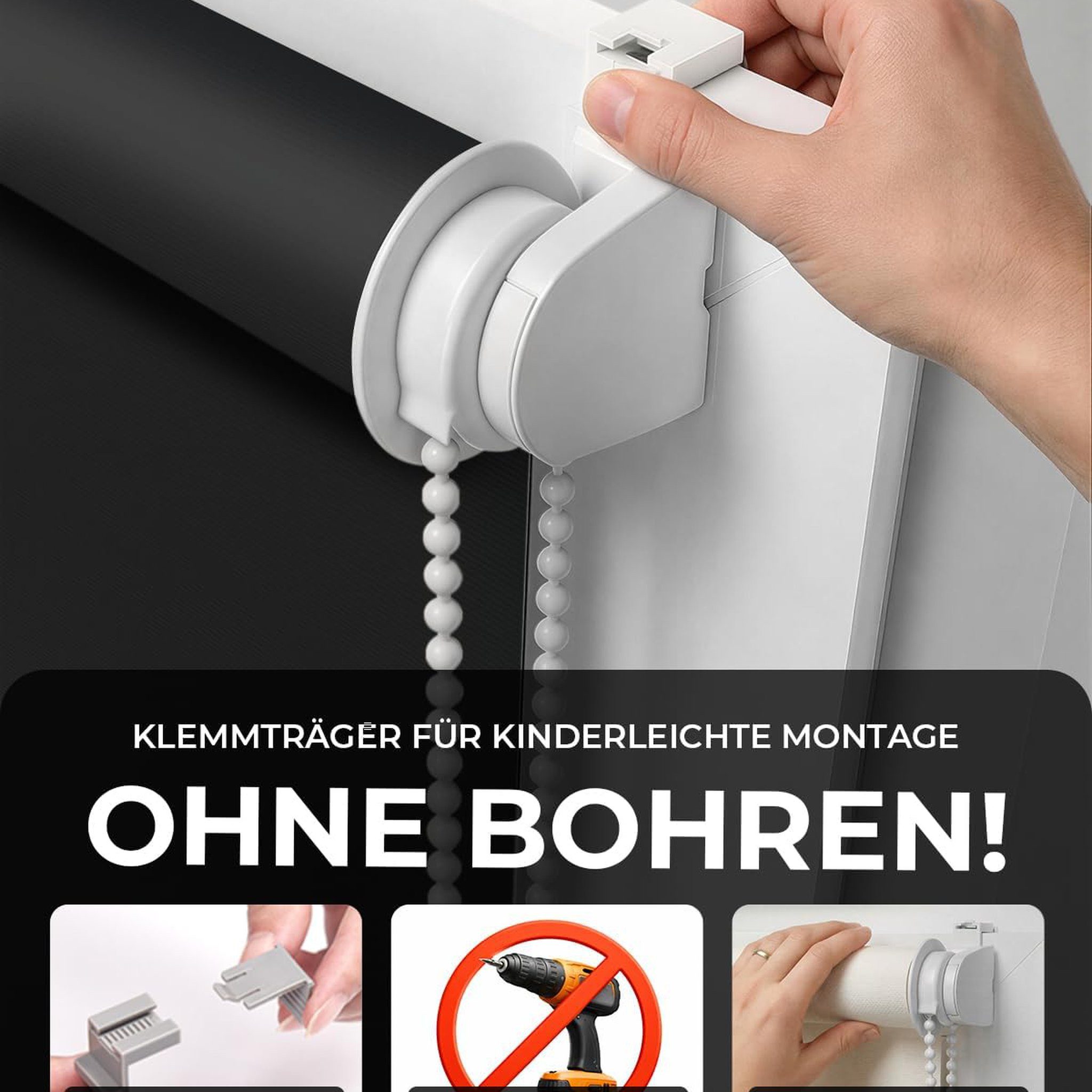 Verdunklungsrollo Klemmfix Tenebra Verdunkelungsrollo, 35 x 160 cm, schwarz, Victoria M., blickdicht, ohne Bohren, in Führungsschienen, Klemmfix, Verdunkelung, Mit Magnet. energiesparend