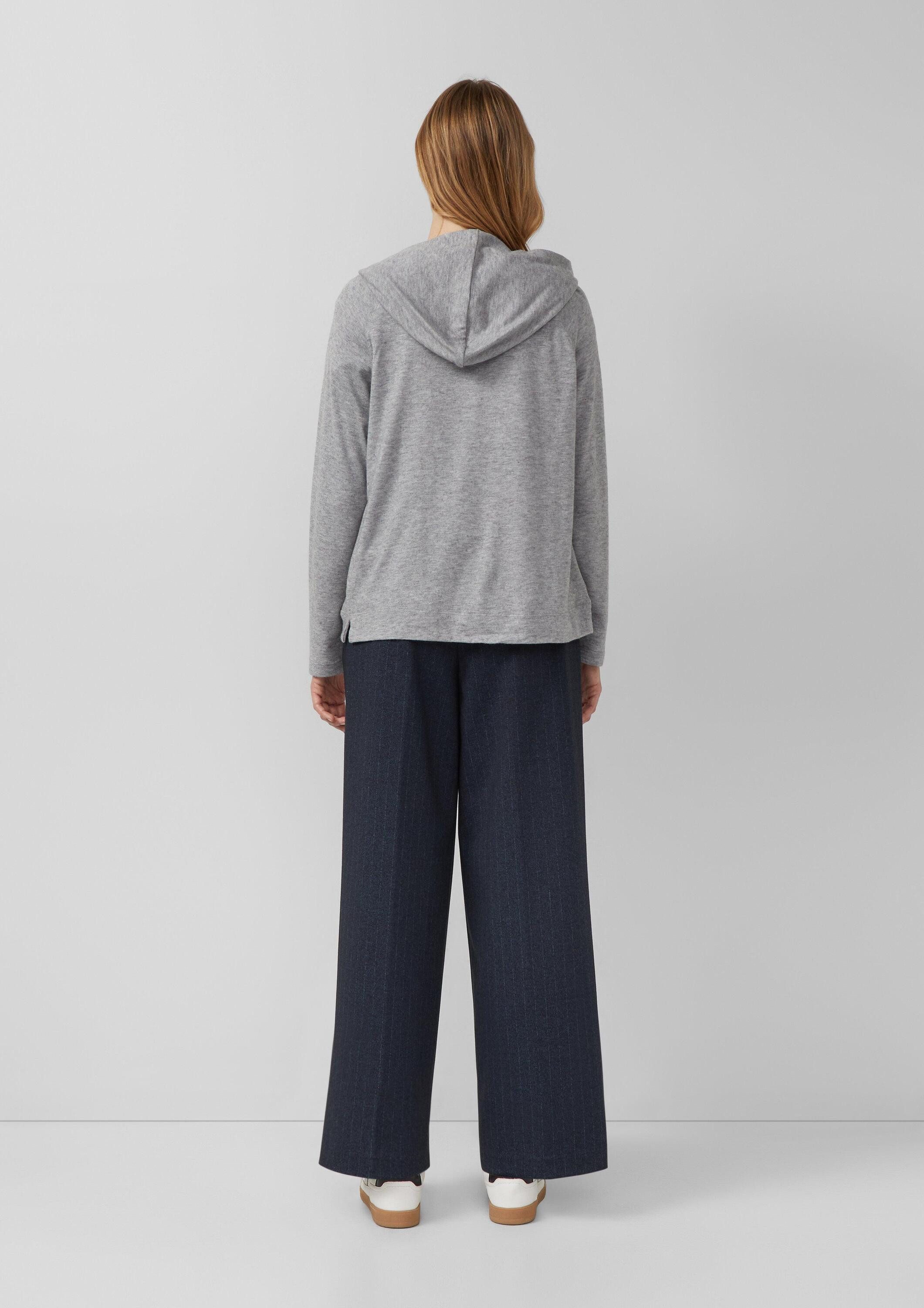 s.Oliver Longpullover T-Shirt Meliertes Longsleeve aus Stretchjersey mit Kapuze