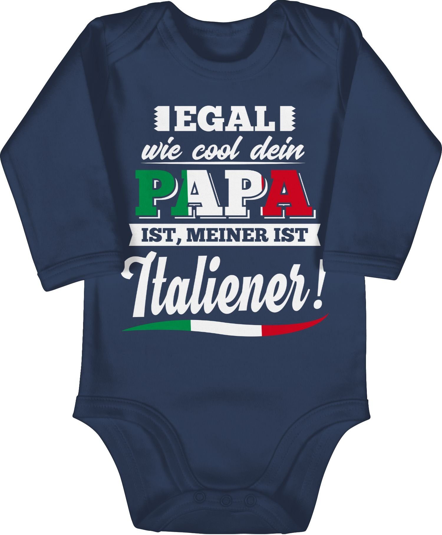 Shirtbody dein Baby Cool Italiener ist Papa meiner Navy Sprüche 2 Egal wie Shirtracer Blau
