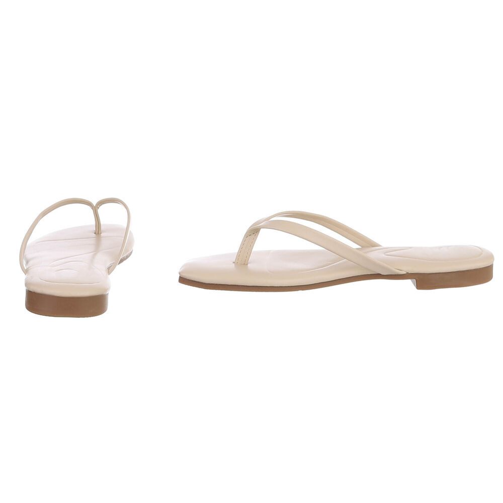 Ital-Design Minimalistische Damen Flip-Flops mit flacher Sohle Zehentrenner (91512453) Blockabsatz Zehentrenner in Beige – Bild 5 von 5