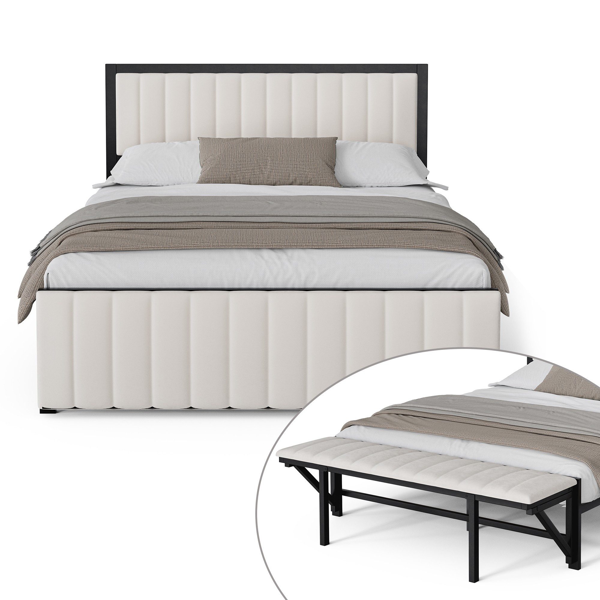 LVHOM Polsterbett Metallbett 140x200cm/160x200cm Bettgestell mit günstig online kaufen