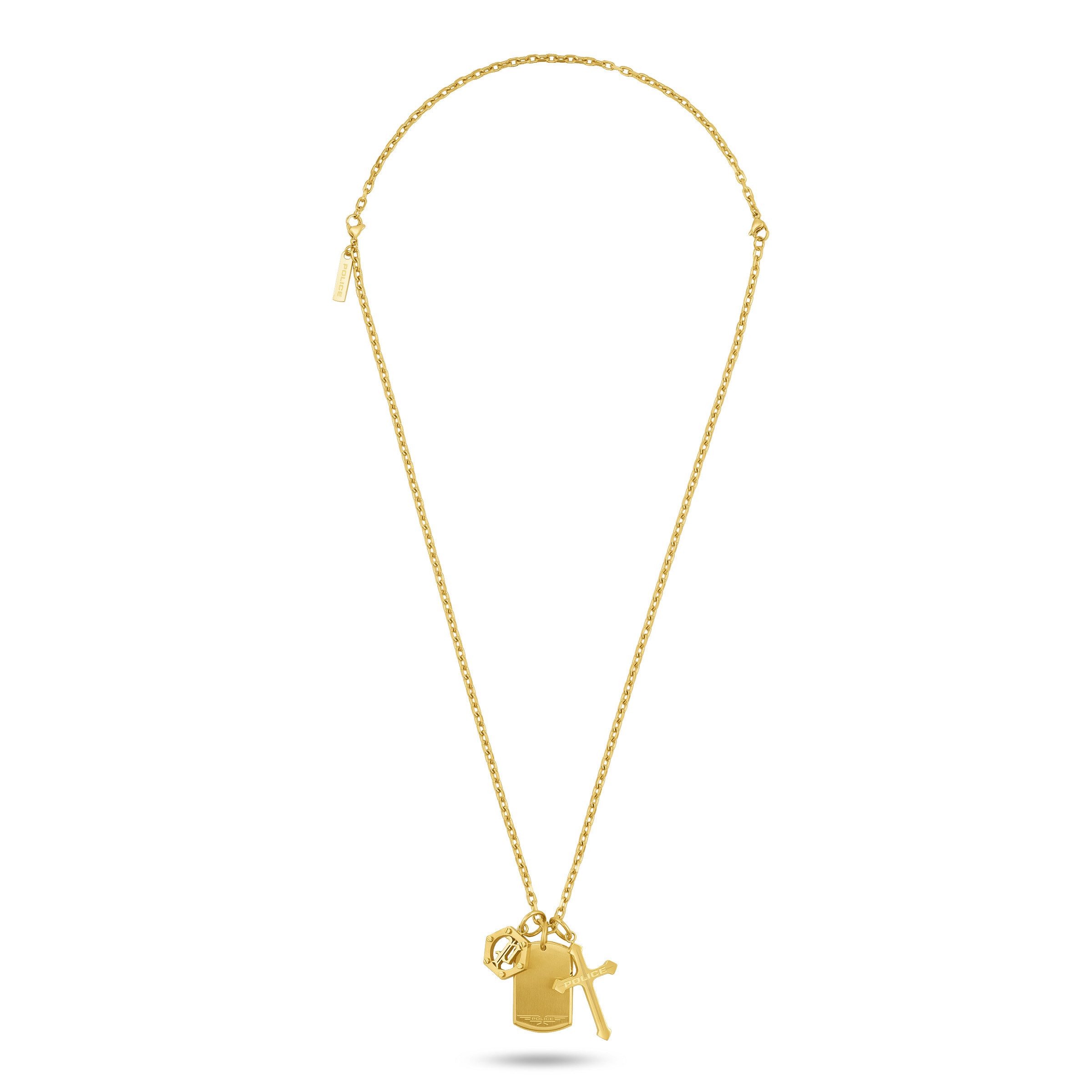 Police Kette mit Anhänger Triplelock Dog Tag Kreuz (Set, 5-tlg)