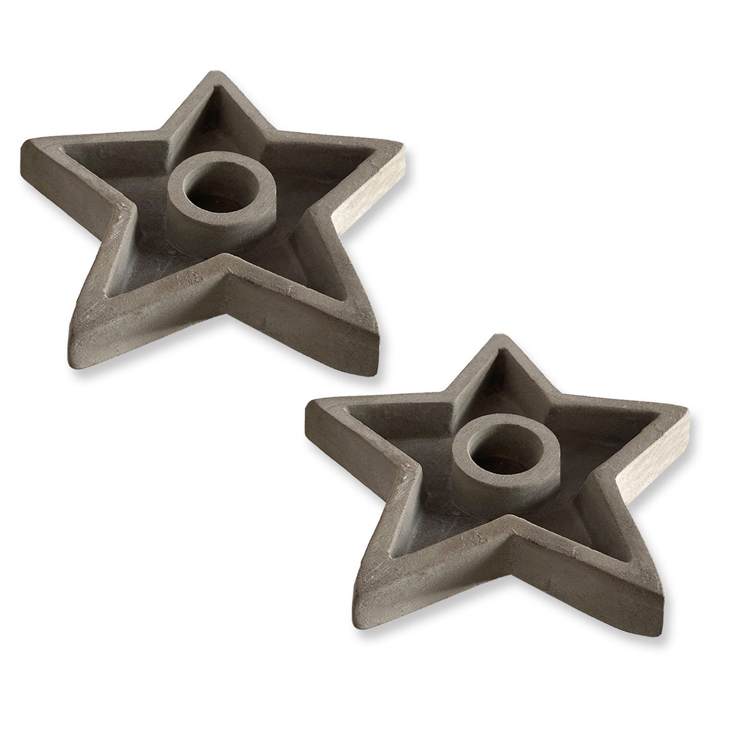 Kerzenhalter Kerzenhalter 2er Set Zement grau Sternform Industrial Look Beton…