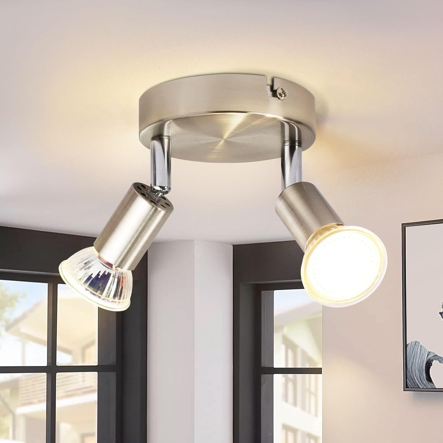 Nettlife Deckenstrahler Küchenlampe GU10 Rund Schlafzimmerlampe Modern Flurlampe Schwenkbar, Schwenkbar 350°, ohne Leuchtmittel, für Küchen Flur Schlafzimmer Wohnzimmer