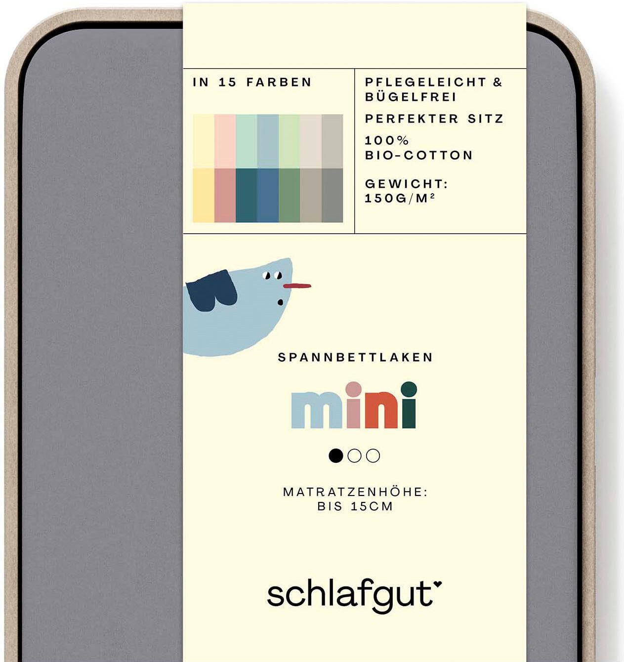 Schlafgut Spannbettlaken Casual Mini Spannbettlaken, Jersey, Gummizug: rundum, (1 Stück), für Kinder, MADE IN GREEN by OEKO-TEX®