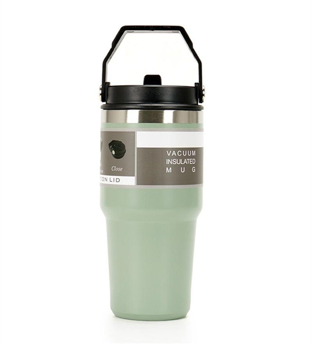 Rouemi Isolierflasche Sport-Wasserflasche, Doppelschicht-Vakuum-Isolierbecher 850ml, Heiß- und Kaltgetränke Isolierung,12h heiß/24h kalt Grün