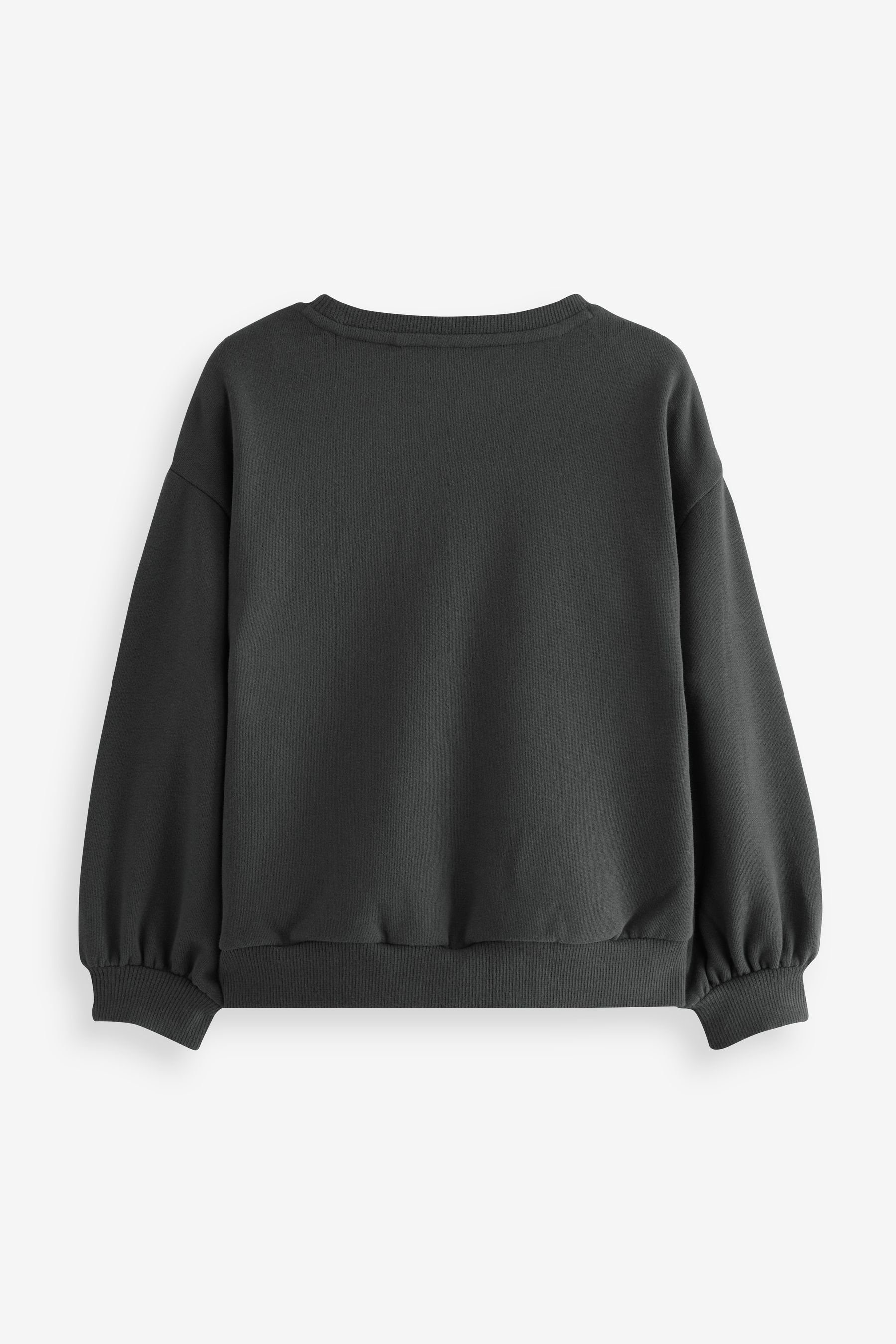 Sweatshirt mit (1-tlg) Charcoal Ansteckblume Sweatshirt Grey Next