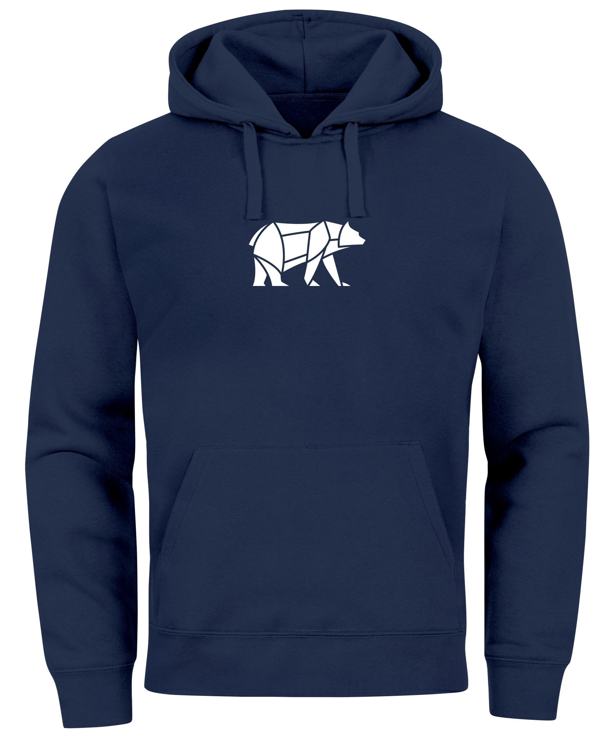 Hoodie Hoodie Herren Aufdruck Polygon Design Print Bär Bear Tiermotiv