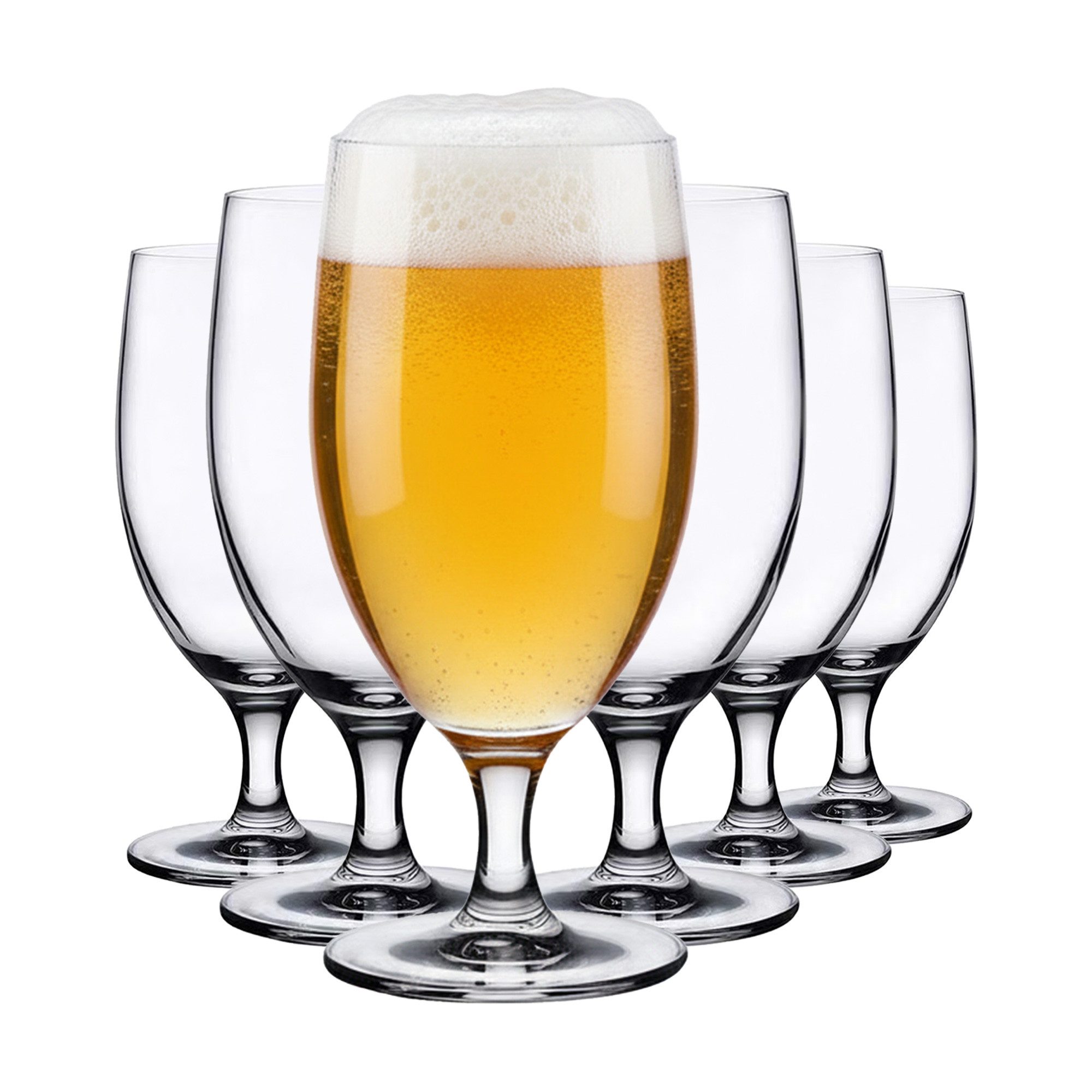Pasabahce Gläser-Set Reserva Bierglas, 6-tlg., Glas, 415ml, 6er Set, ideal für Pils, Weizen & Craft-Biere