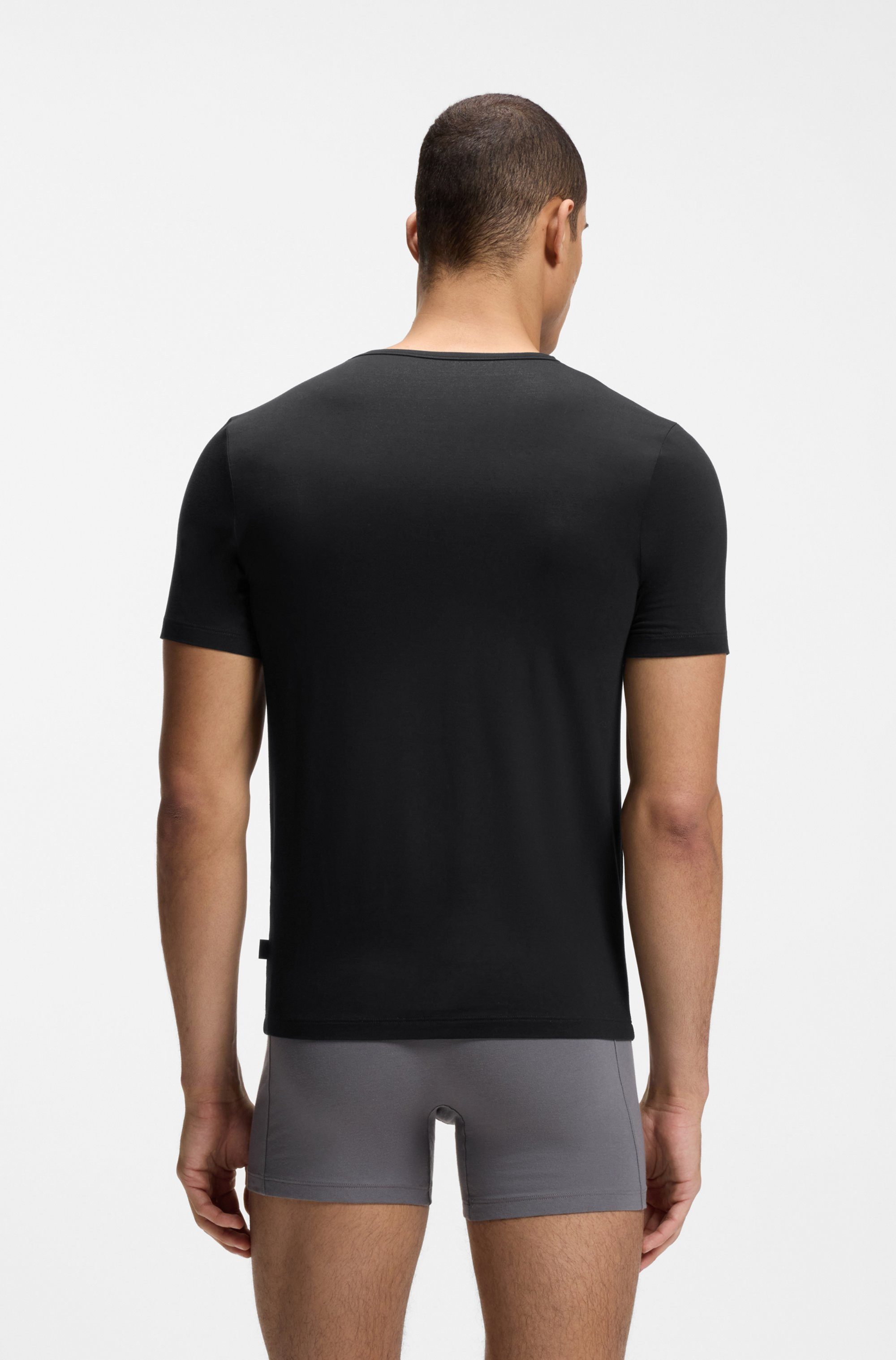 BOSS T-Shirt TShirt RN 3P Natura (3-tlg) einfarbiges T-Shirt mit Markenlabel