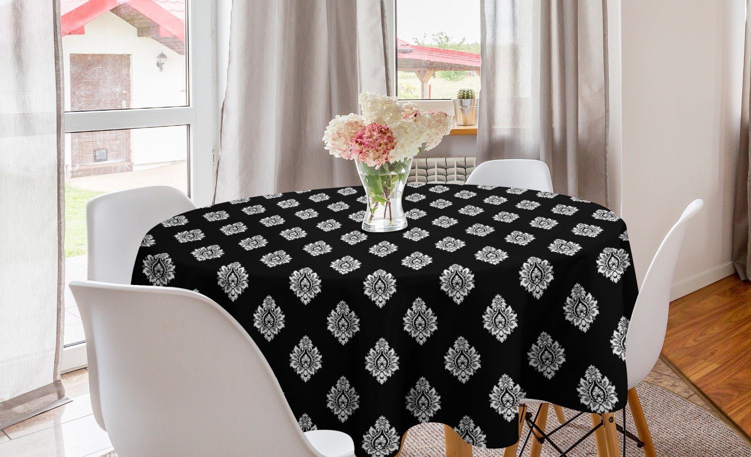 Abdeckung Damast für Abakuhaus Kreis inspiriert Esszimmer Dekoration, Art Küche Royal Jahrgang Tischdecke Tischdecke