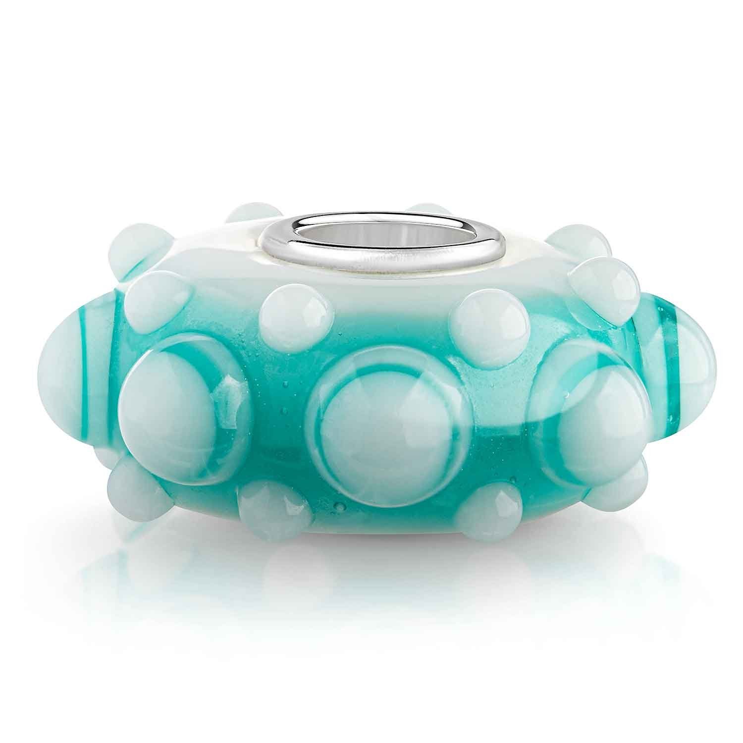 Materia Bead Glasperle Punkte 3D Türkis 462, Kern aus 925 Sterling Silber