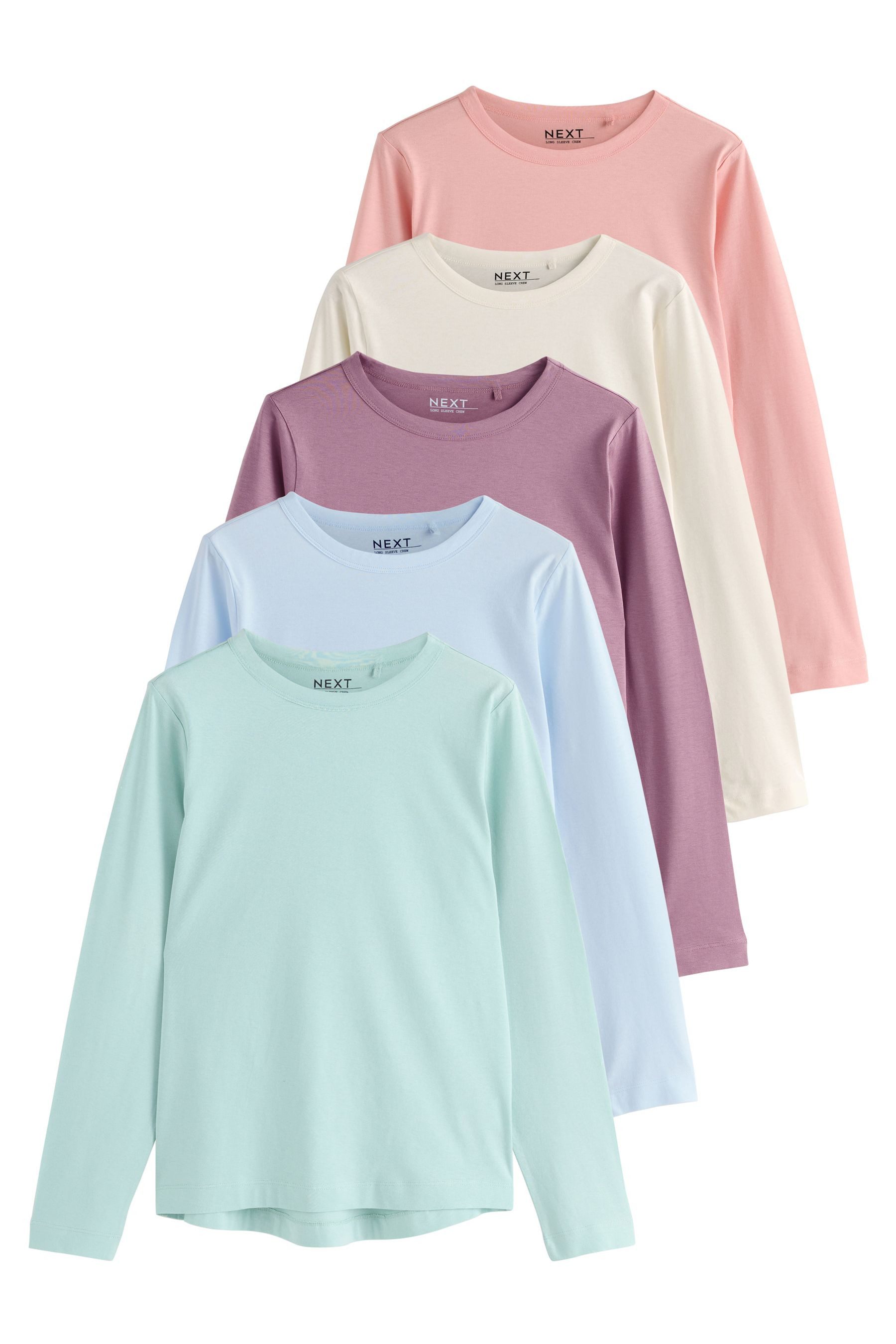 Next Langarmshirt 5er-Pack Langarmshirts mit Rundhalsausschnitt (5-tlg) günstig online kaufen