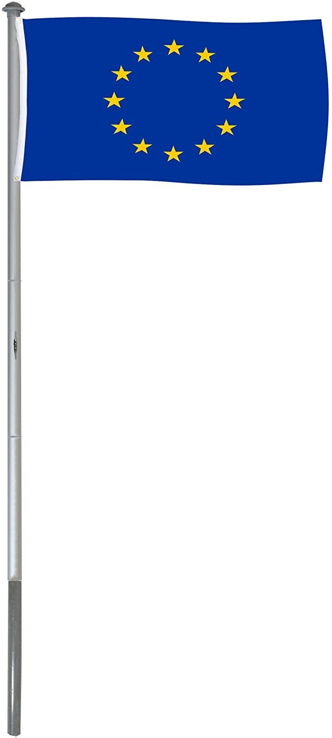 BRUBAKER Флагиmast Aluminium Flaggenmast inkl. Europa EU Flagge, (1-St., All-In-One Politik Set), mit Bodenhülse und Europäischer Fahne 150 x 90 cm