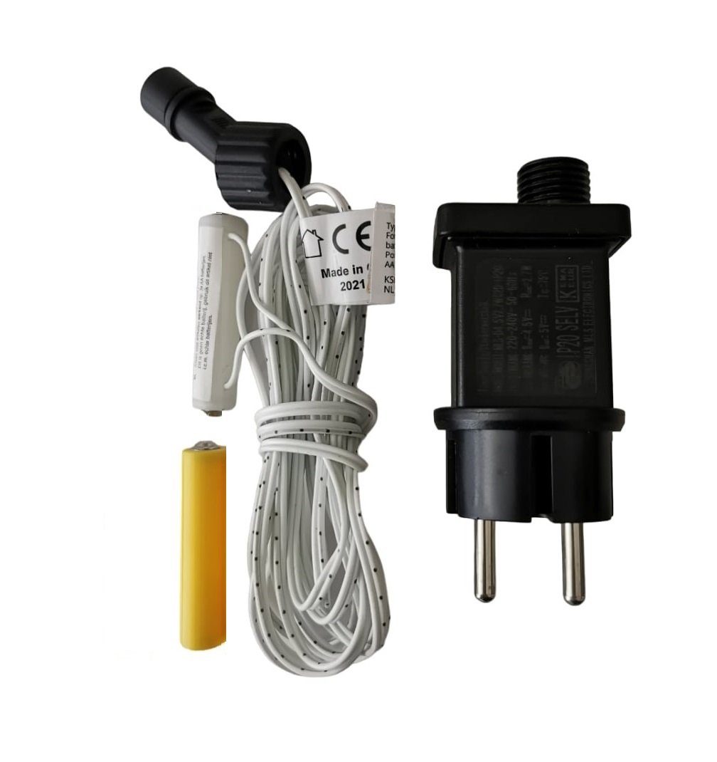 Lumineo LED-Lichterkette Lumineo Batterie-Ersatz 2x AAA 3 m, Batterie Eliminator, weißes Kabel, für Innenbereich, Batterie-Dummys