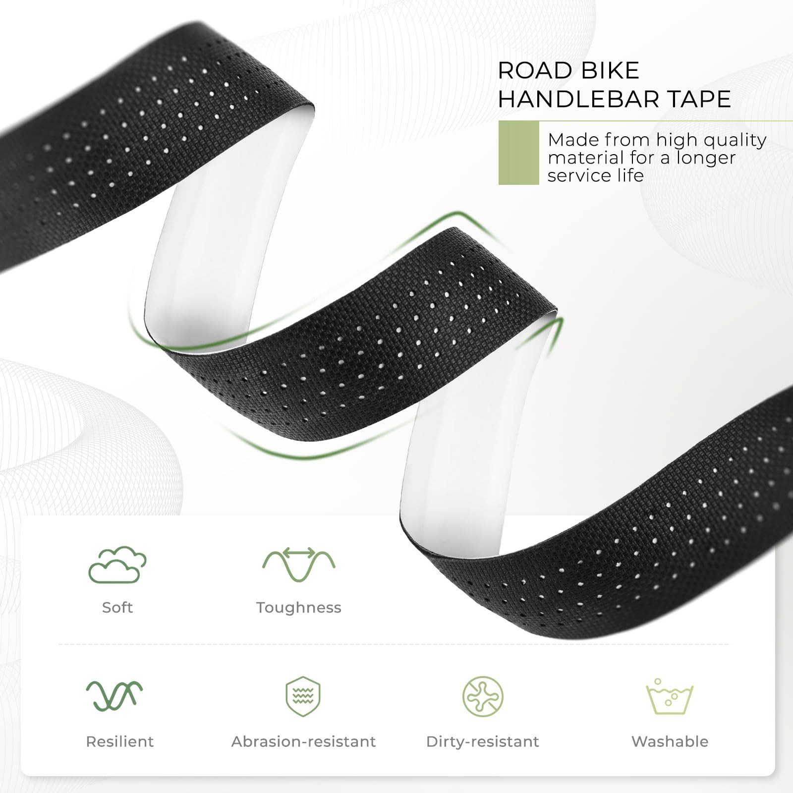 ROCKBROS Fahrradlenker Lenkerband Rennrad, (2 Rollen, 210 x 3 CM), Rutschfest Stoßdämpfend mit Abklebeband und Lenkerstopfen